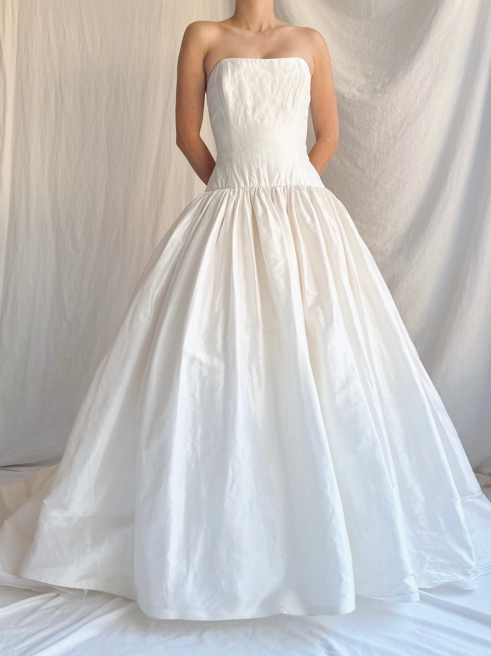 Vintage Amsale Silk Strapless Gown - S