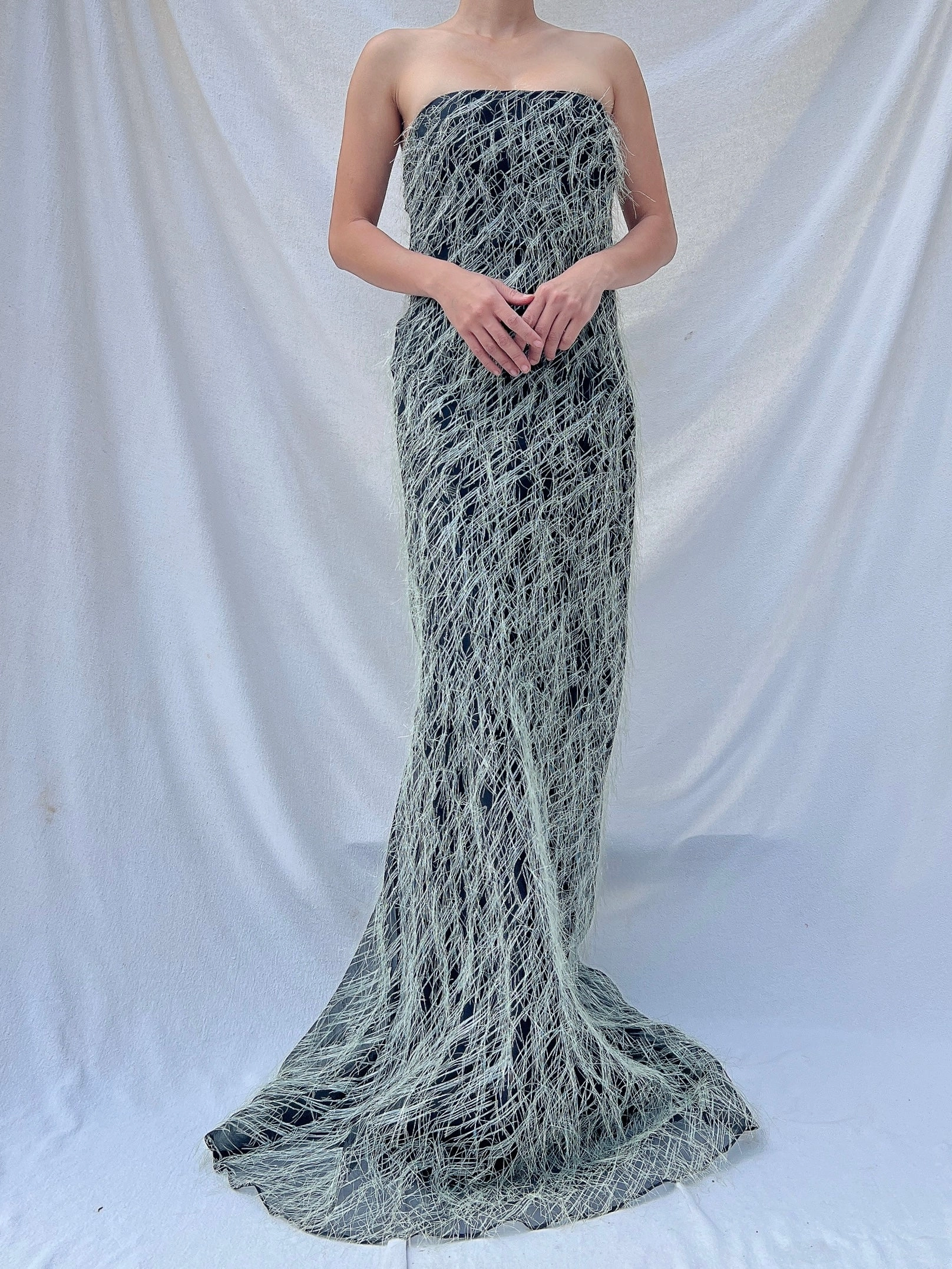 Vintage Ben de Lisi Fringe Gown - L