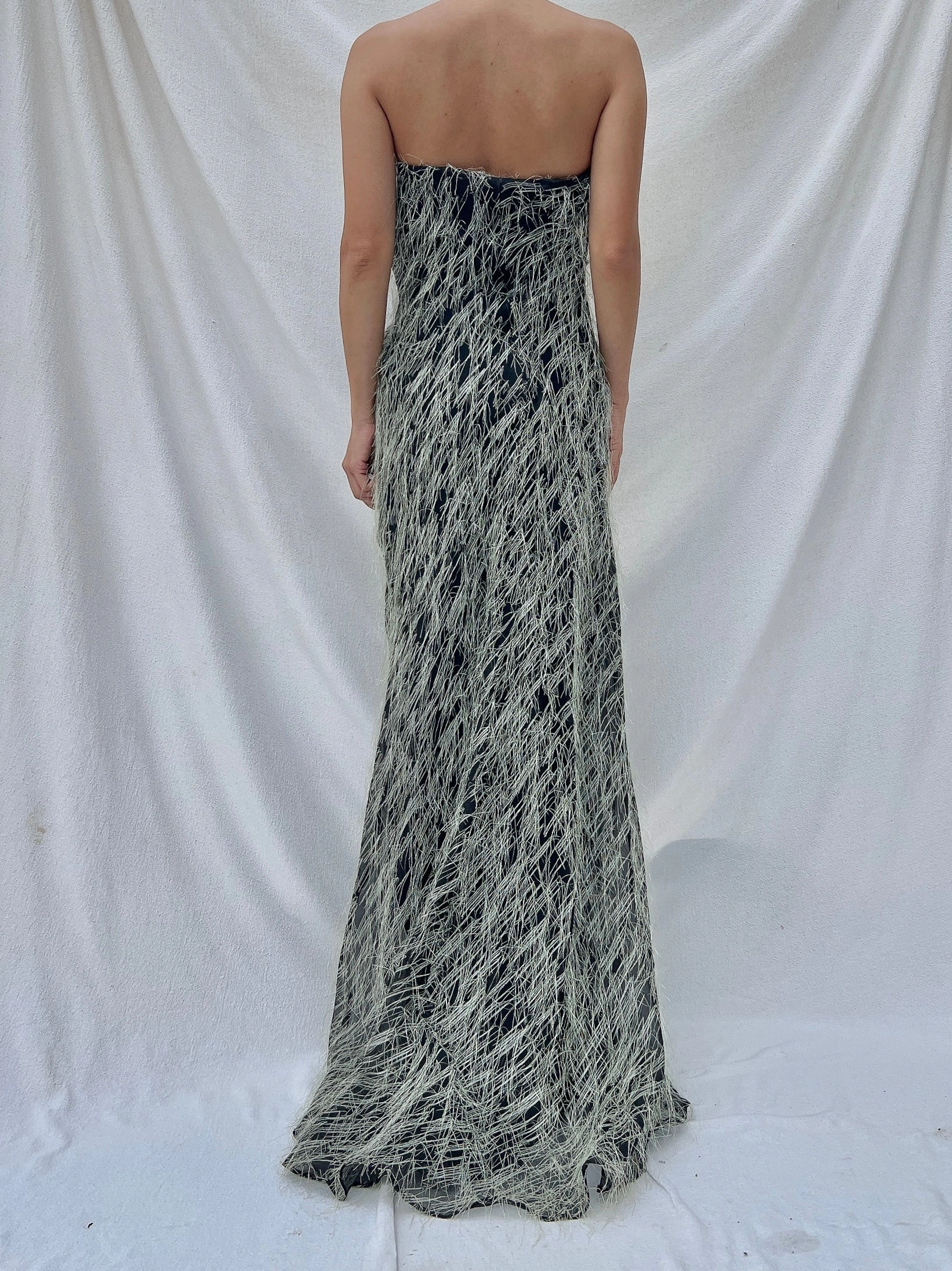 Vintage Ben de Lisi Fringe Gown - L