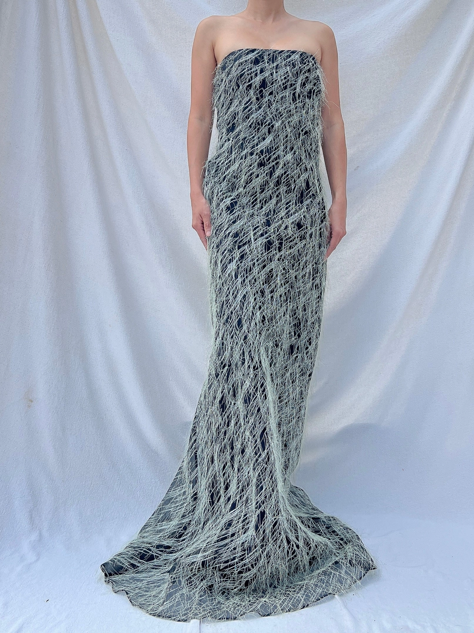 Vintage Ben de Lisi Fringe Gown - L