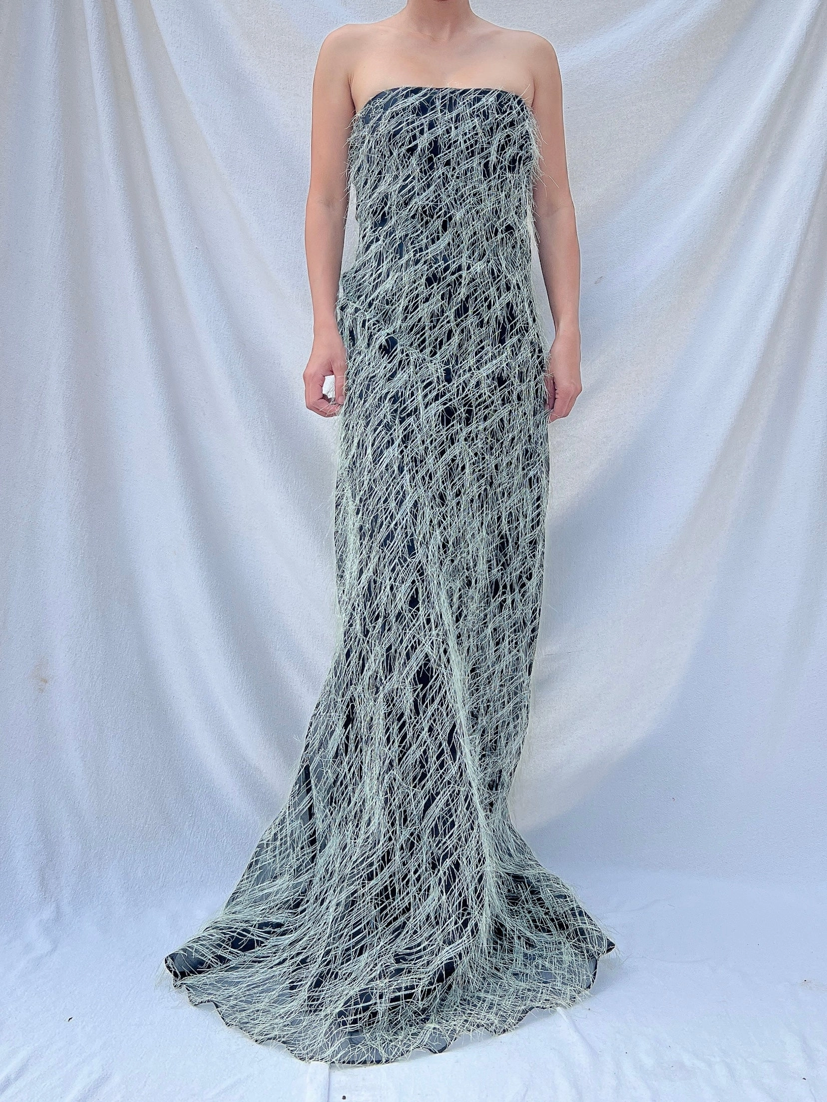 Vintage Ben de Lisi Fringe Gown - L