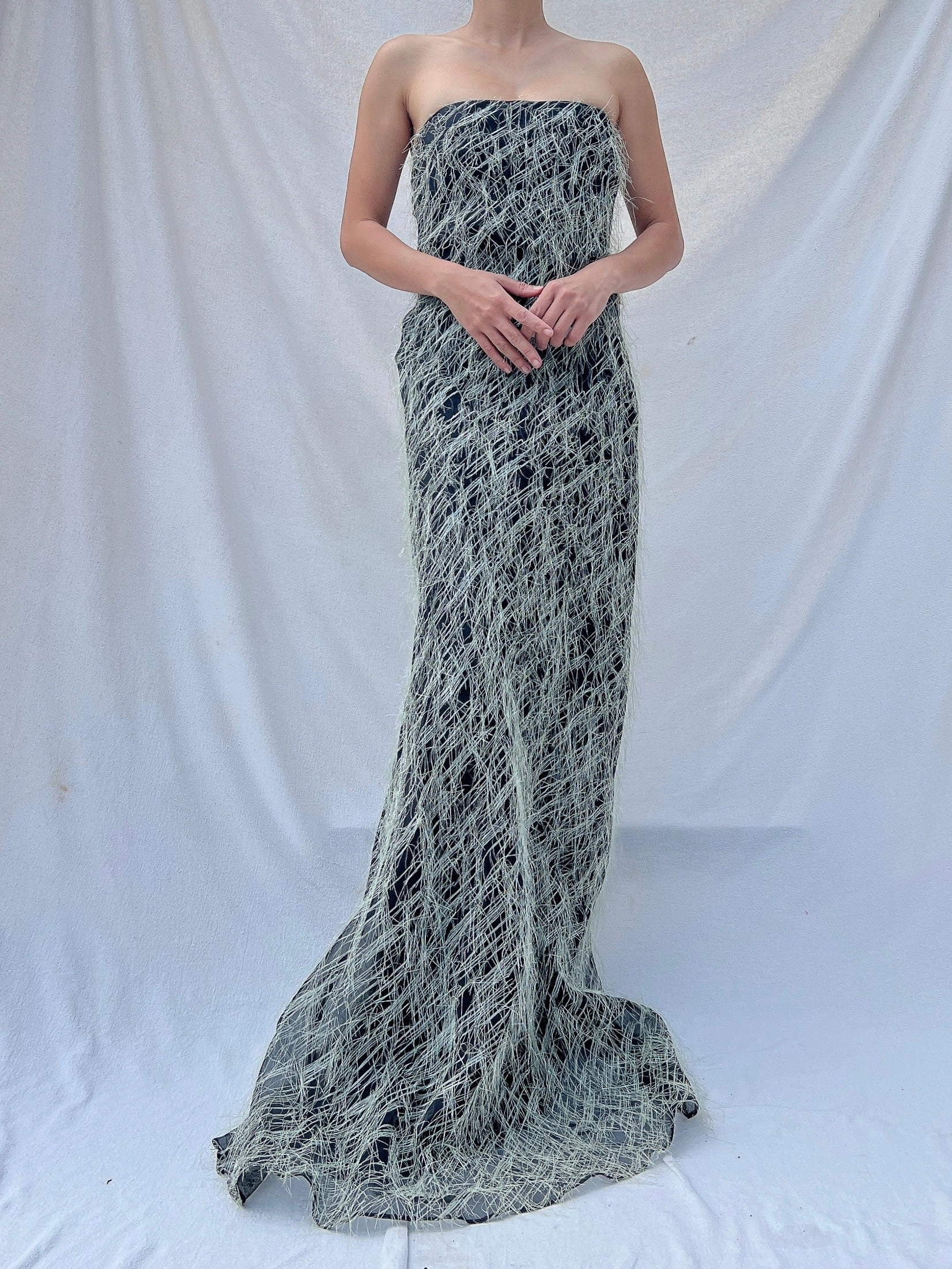 Vintage Ben de Lisi Fringe Gown - L