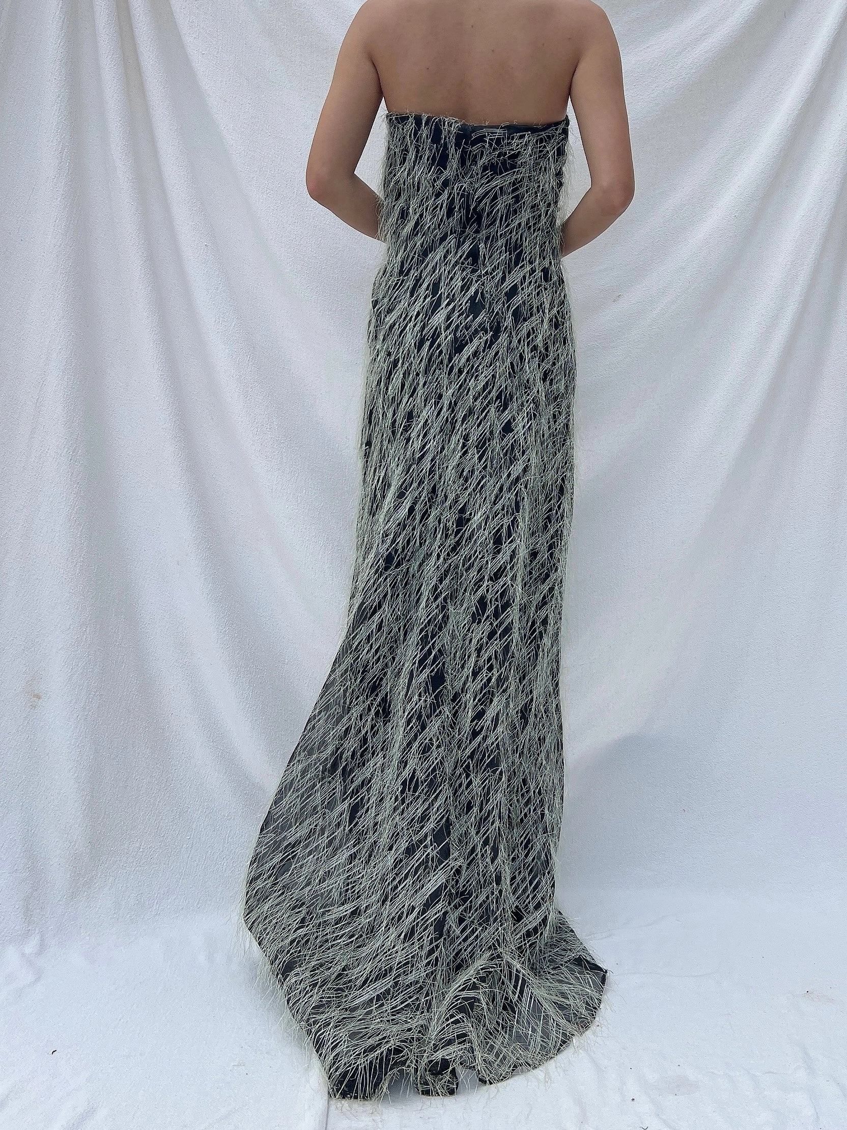 Vintage Ben de Lisi Fringe Gown - L
