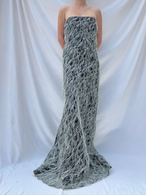 Vintage Ben de Lisi Fringe Gown - L