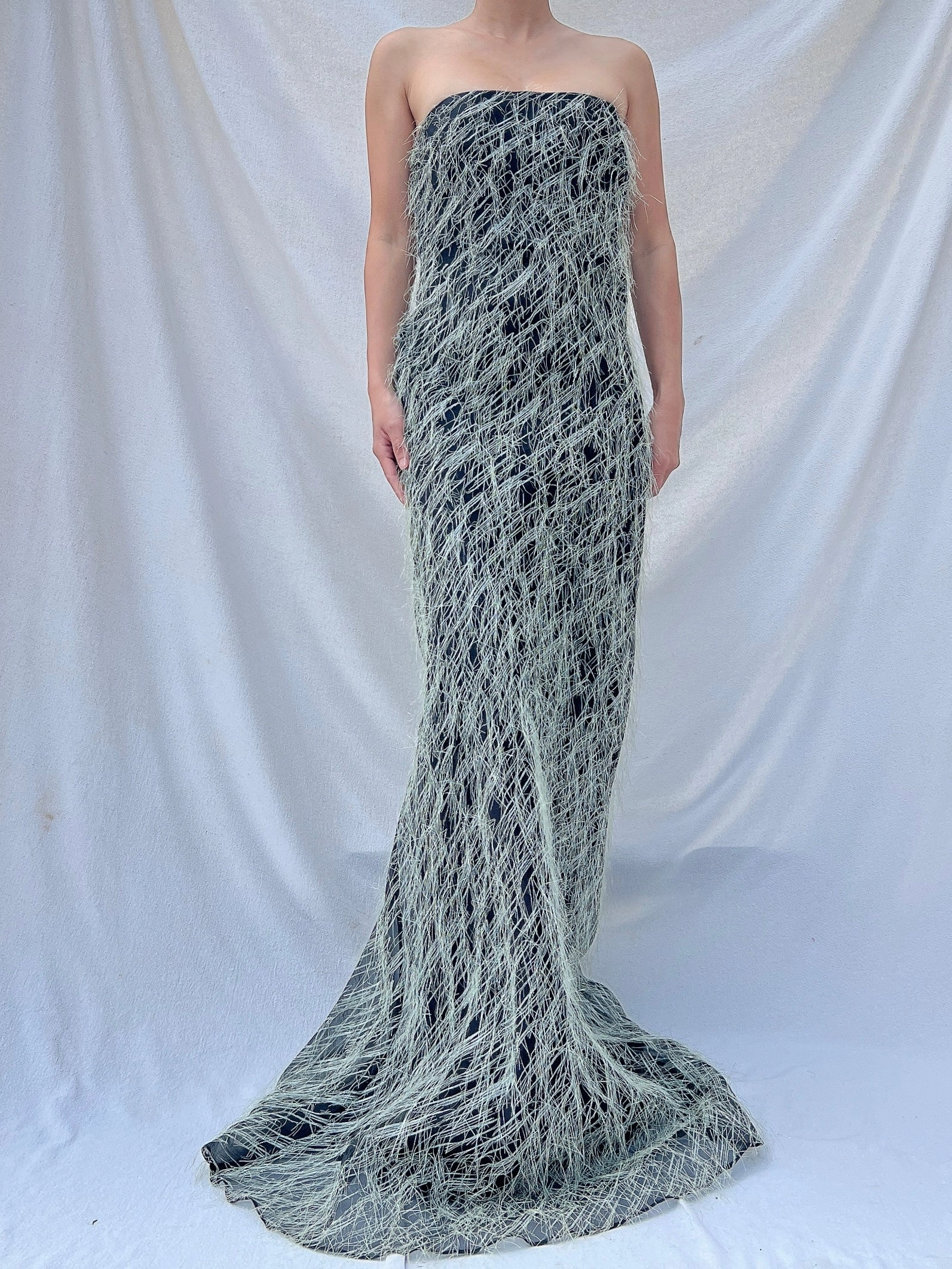 Vintage Ben de Lisi Fringe Gown - L