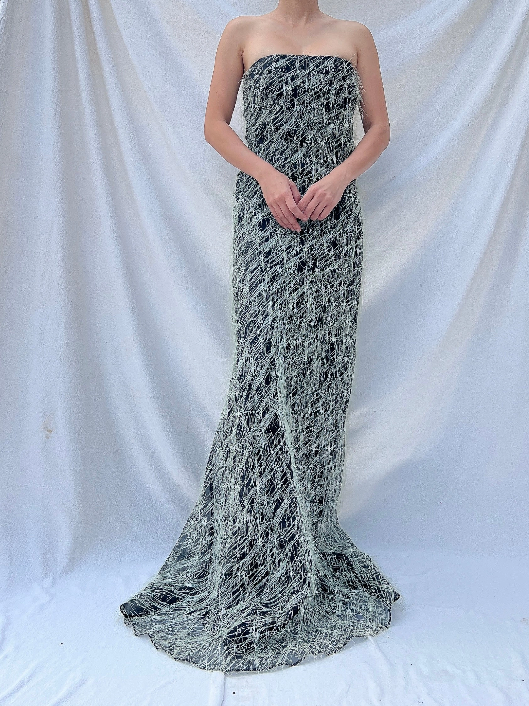 Vintage Ben de Lisi Fringe Gown - L