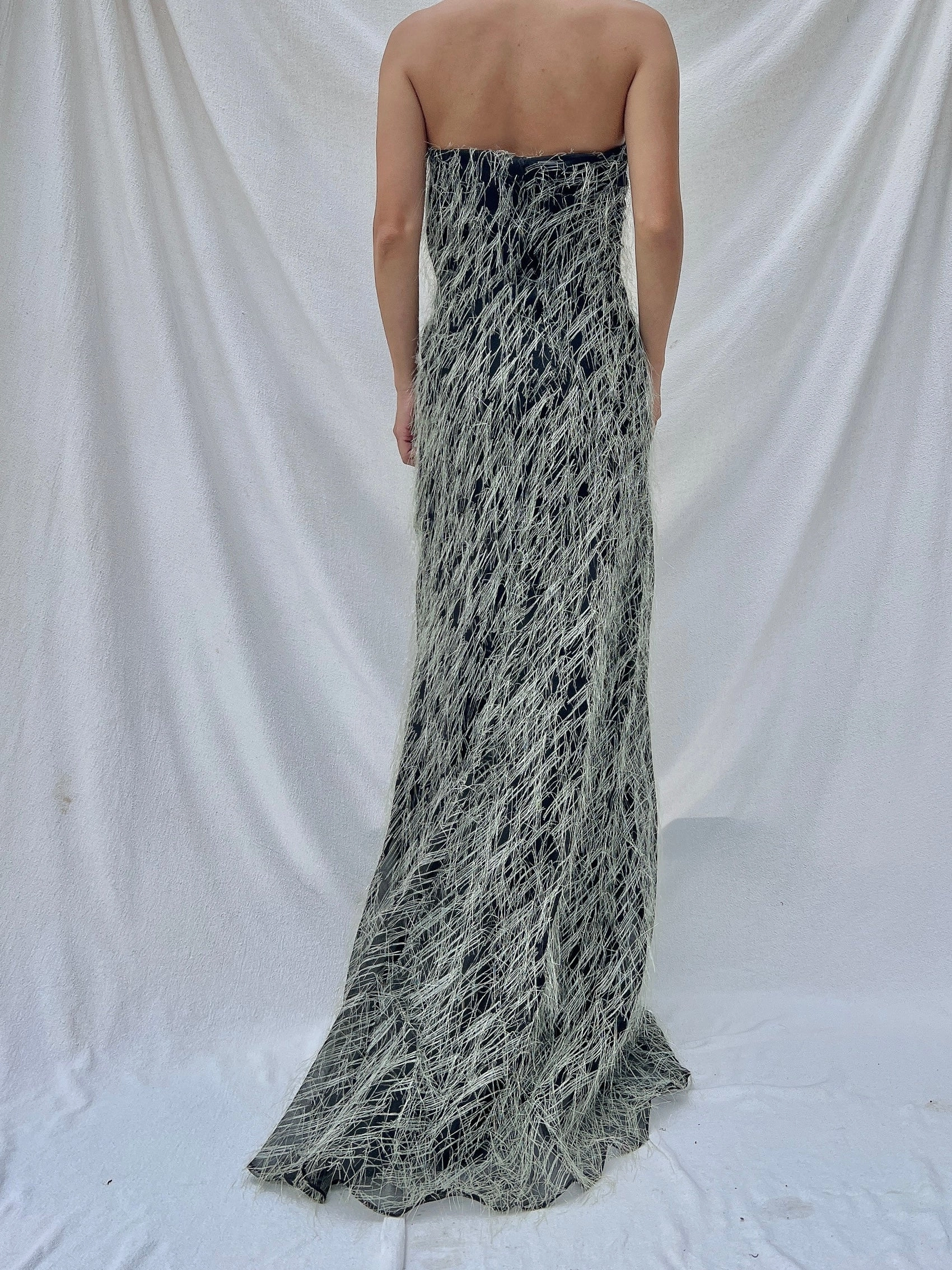 Vintage Ben de Lisi Fringe Gown - L