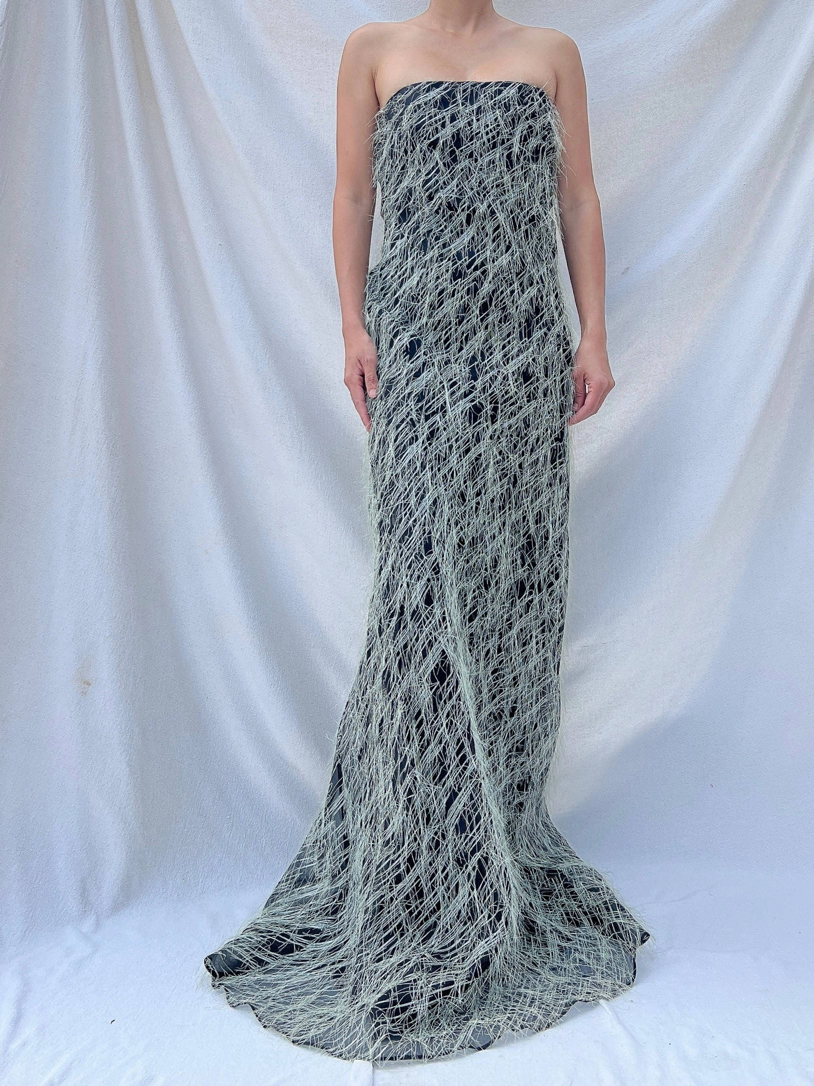 Vintage Ben de Lisi Fringe Gown - L