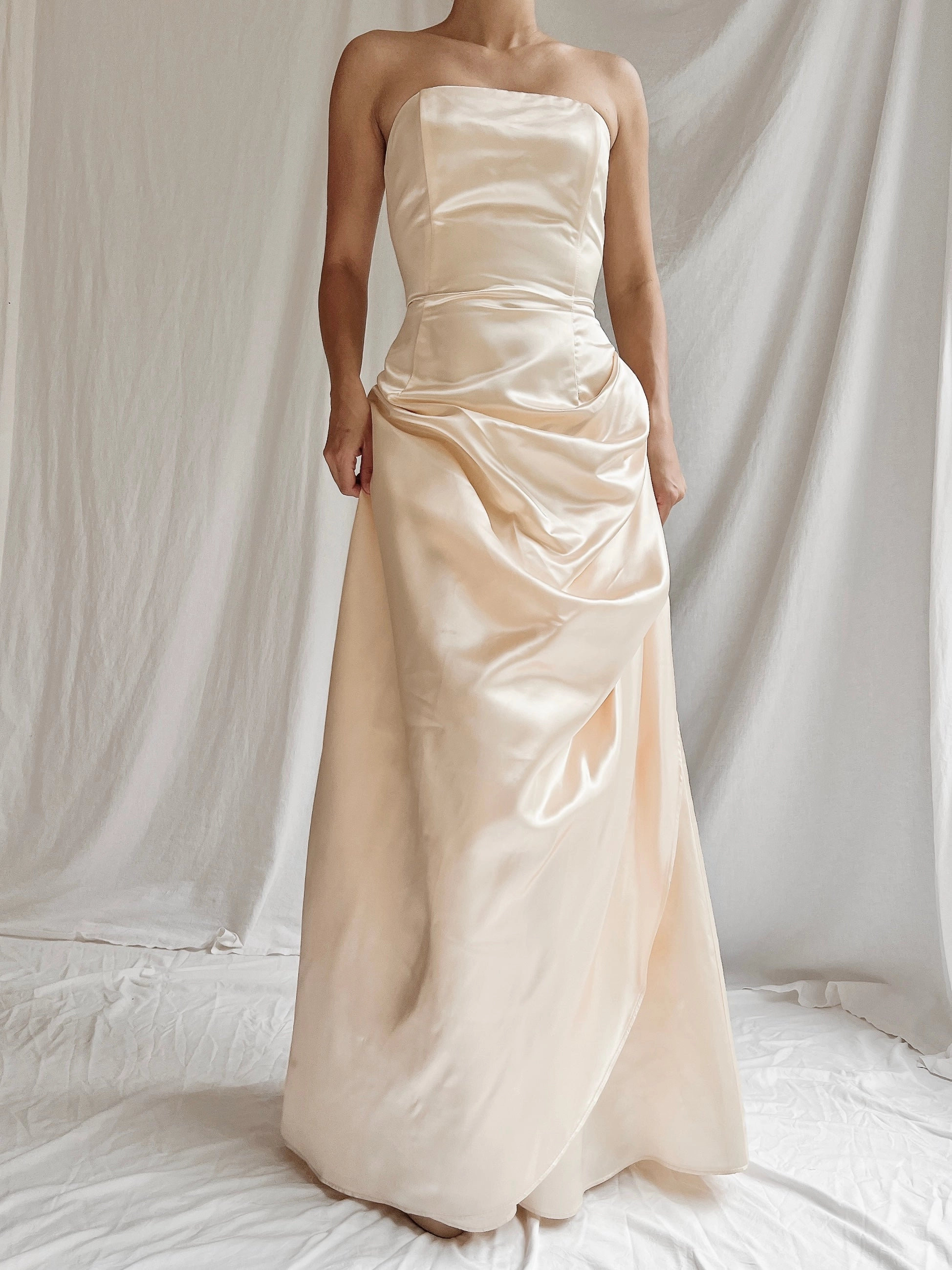 Vintage Champagne Gunne Sax Draped Dress - XS/S