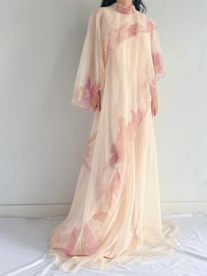 Vintage Chiffon Watercolor Gown - M