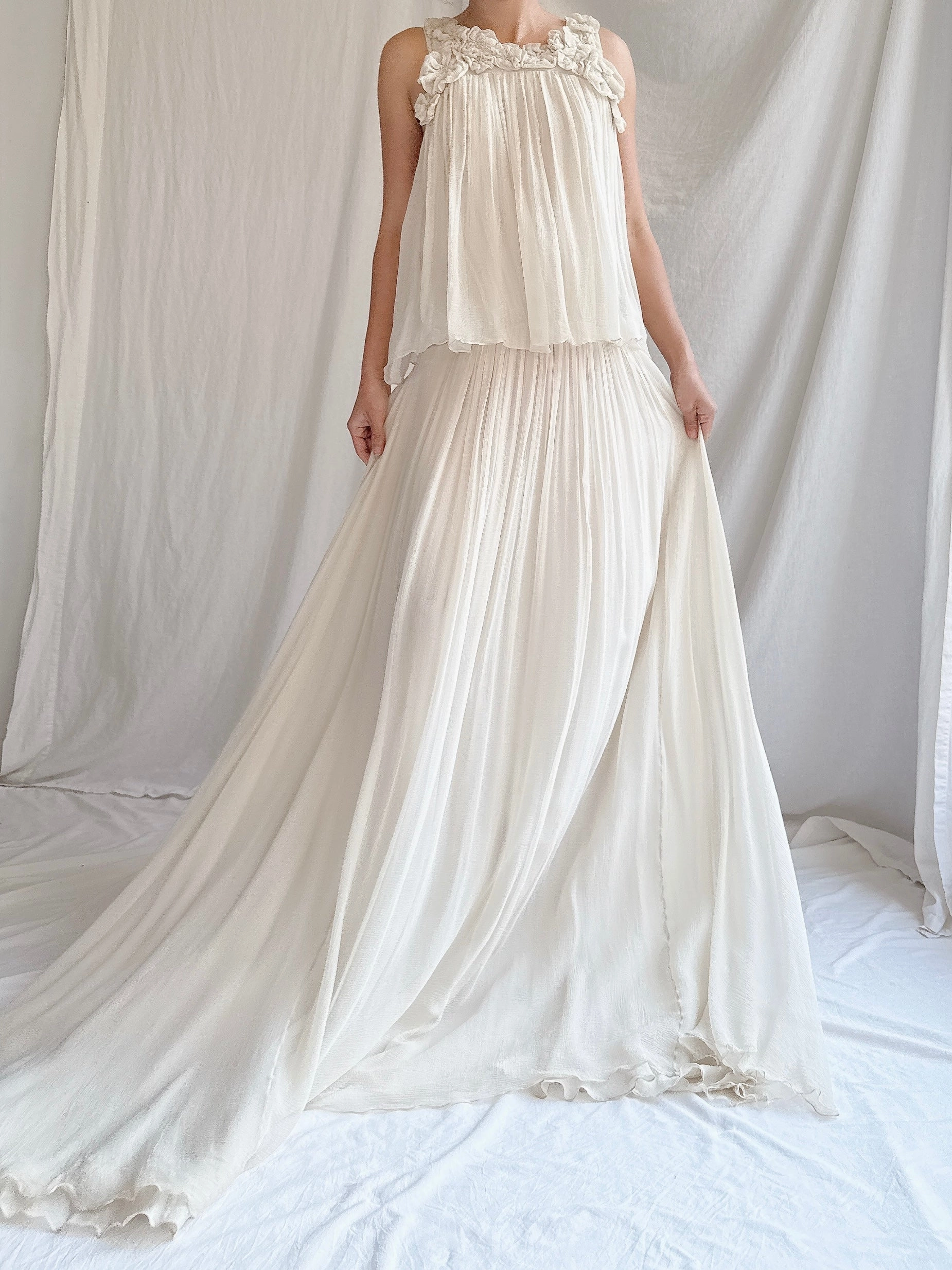 Vintage Chloe Oyster Silk Chiffon Gown - M
