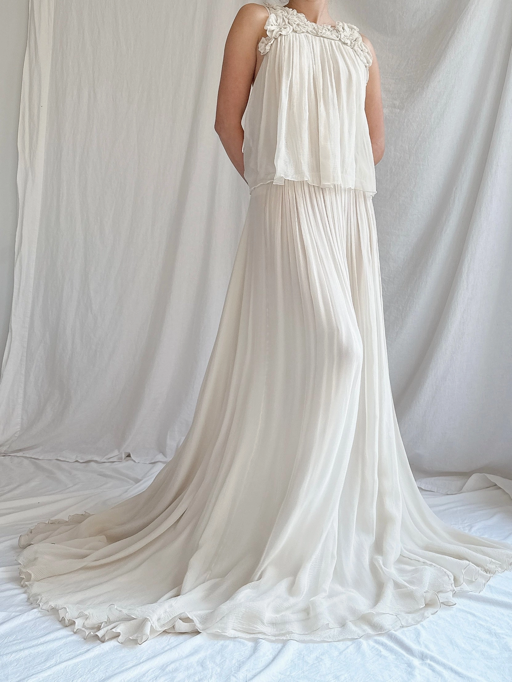 Vintage Chloe Oyster Silk Chiffon Gown - M
