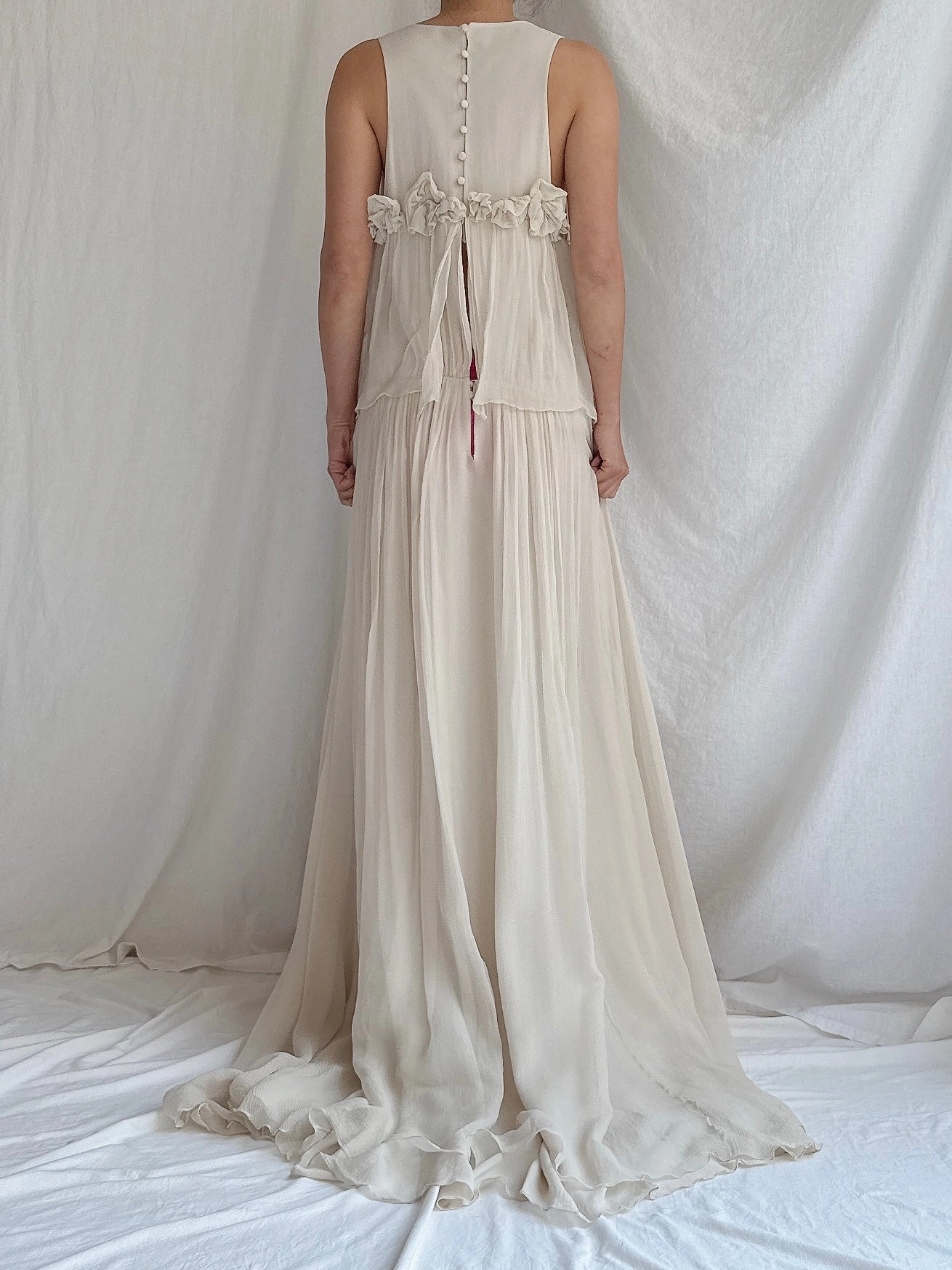 Vintage Chloe Oyster Silk Chiffon Gown - M