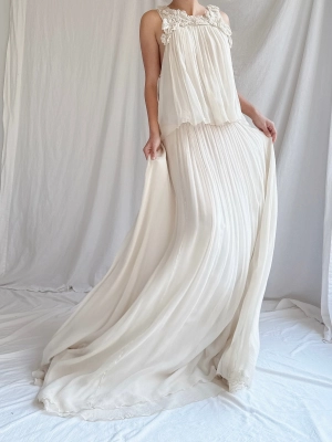 Vintage Chloe Oyster Silk Chiffon Gown - M