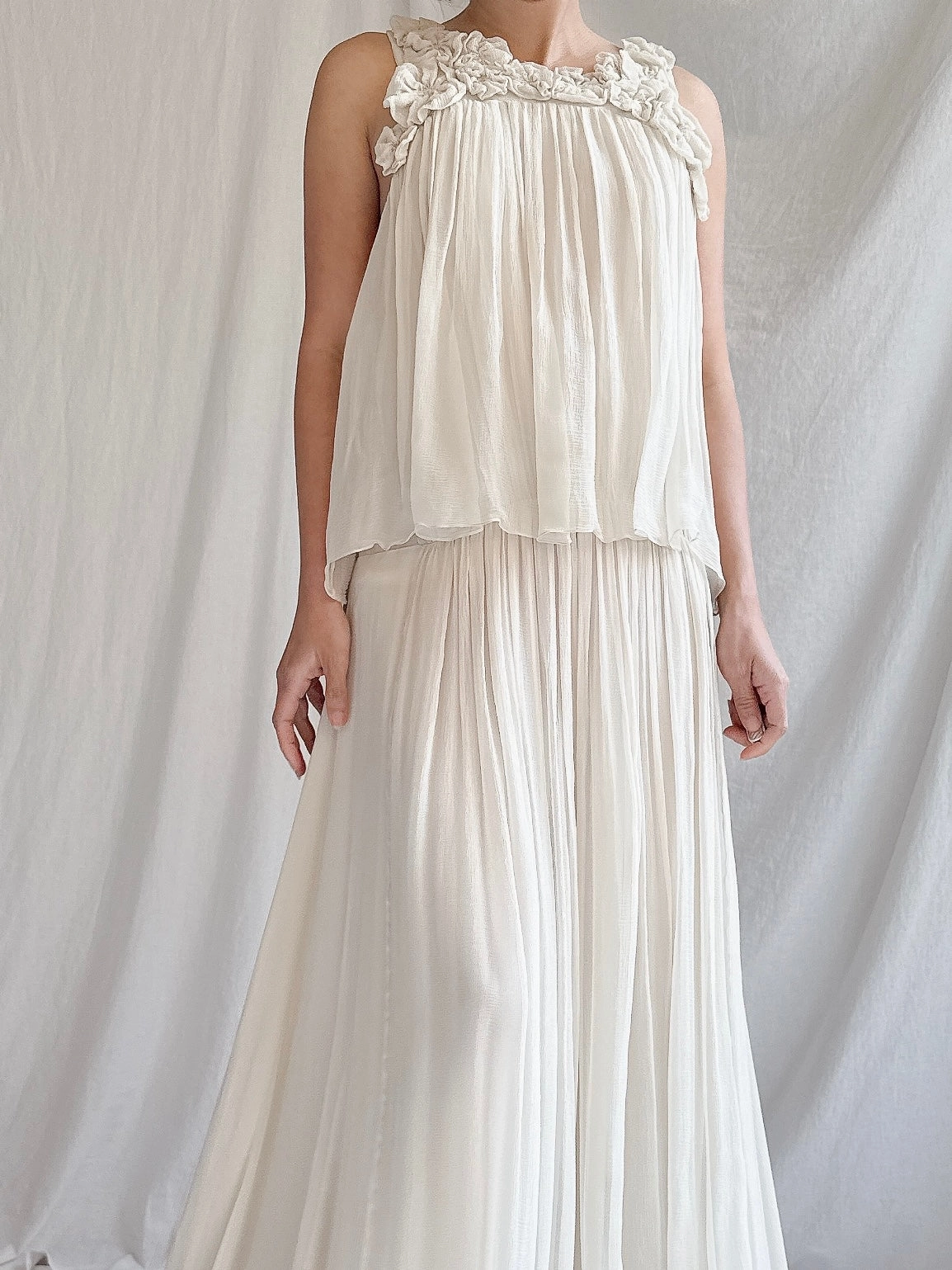Vintage Chloe Oyster Silk Chiffon Gown - M