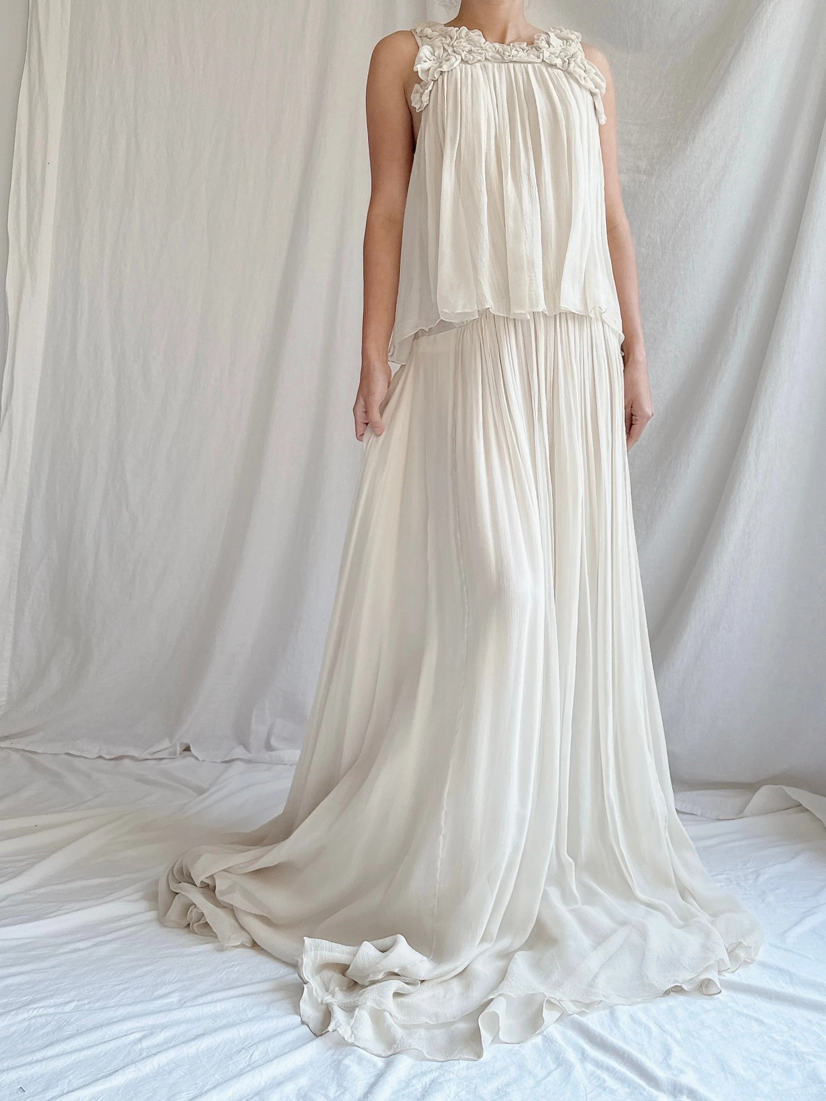 Vintage Chloe Oyster Silk Chiffon Gown - M