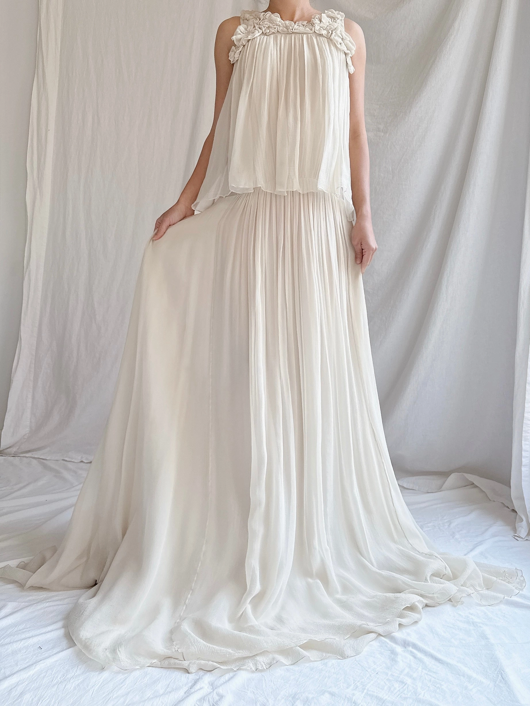Vintage Chloe Oyster Silk Chiffon Gown - M