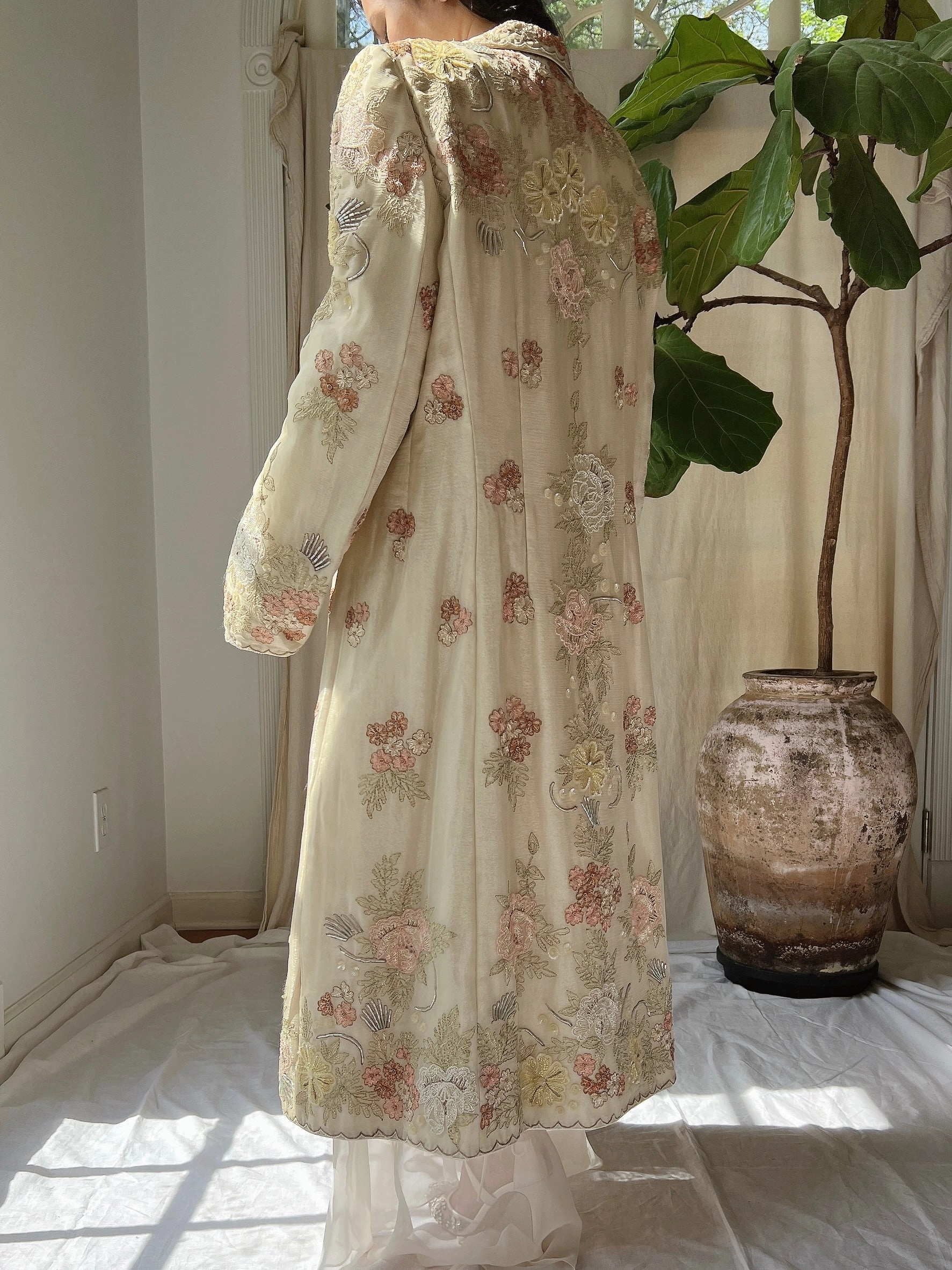 Vintage Eavis and Brown Silk Embroidered Jacket - M