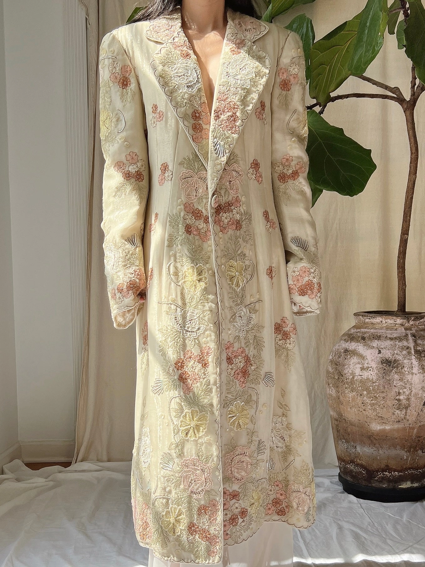 Vintage Eavis and Brown Silk Embroidered Jacket - M