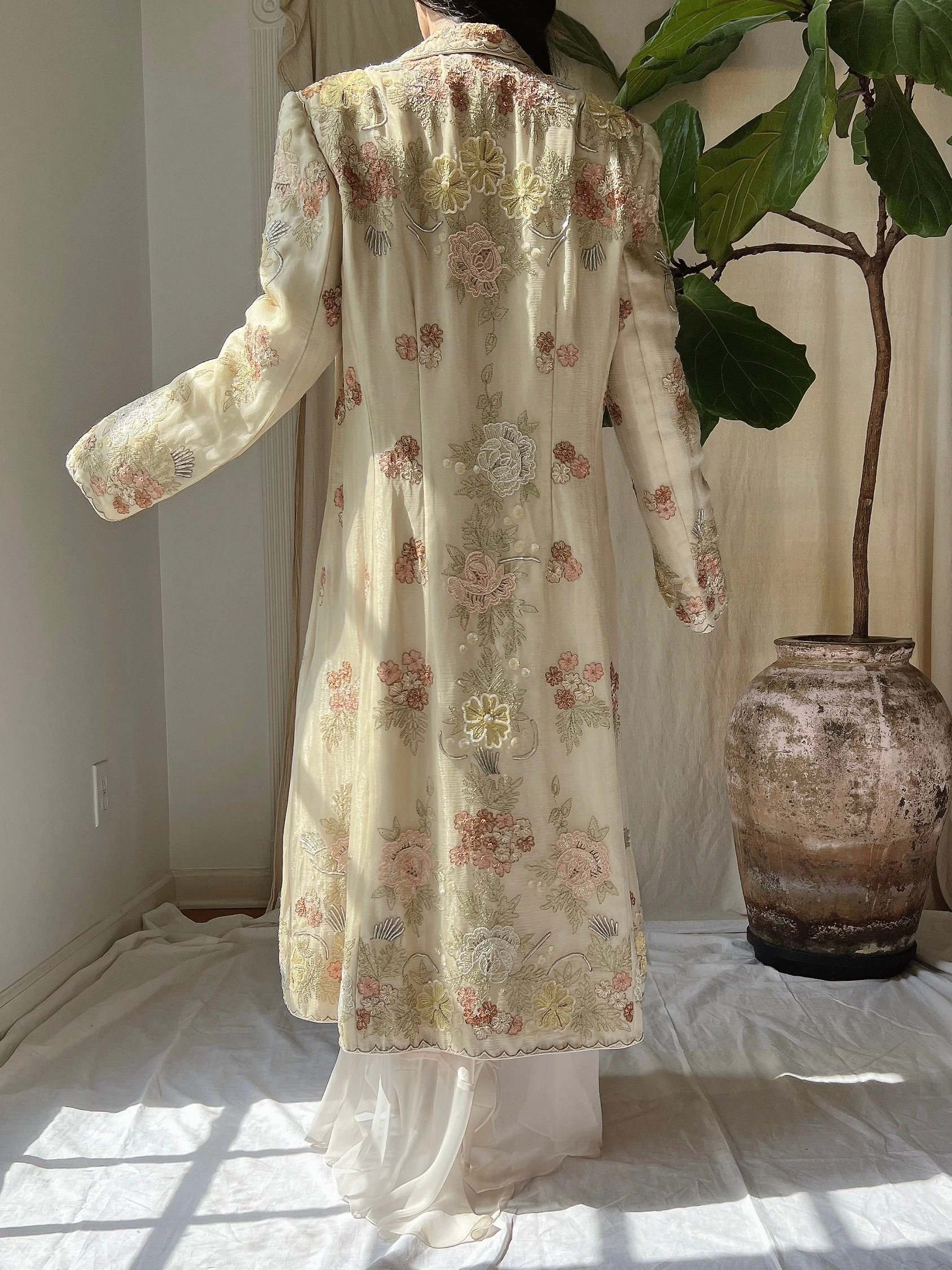 Vintage Eavis and Brown Silk Embroidered Jacket - M