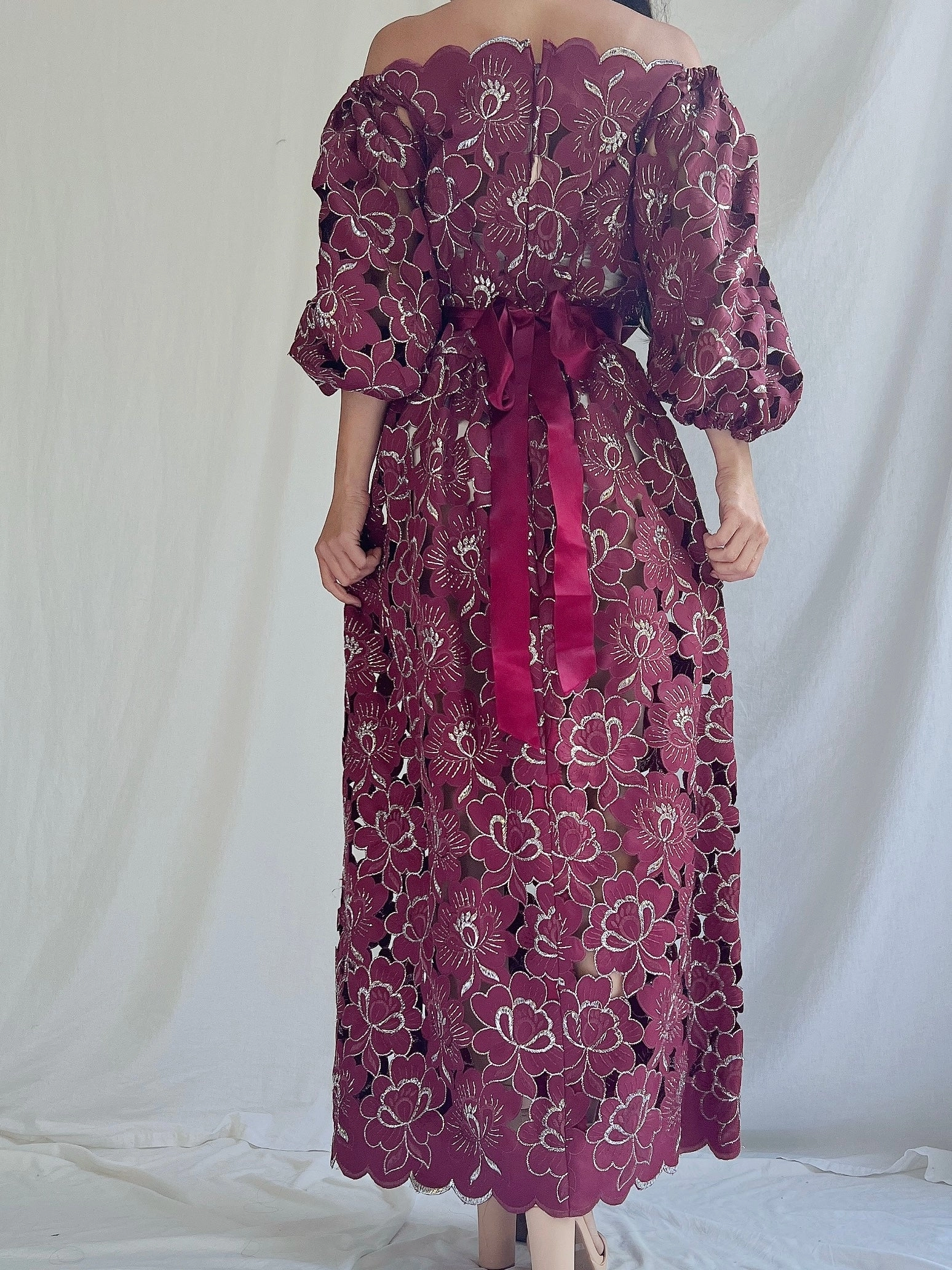 Vintage Floral Cutout Dress - S