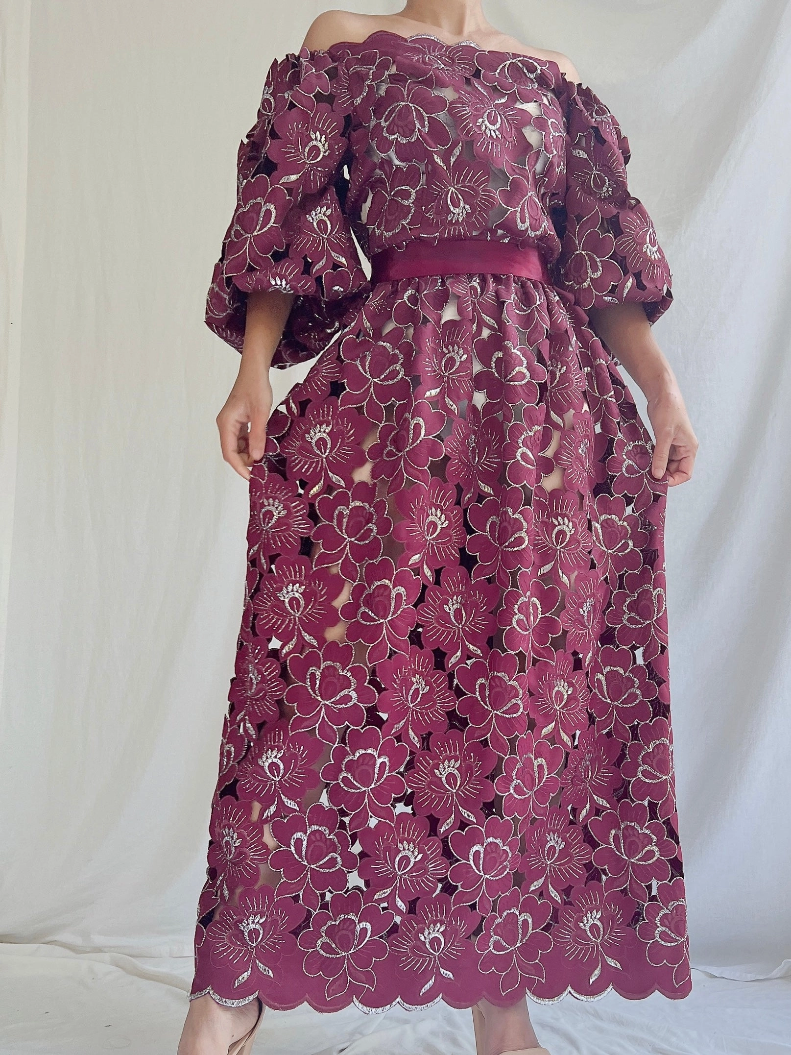 Vintage Floral Cutout Dress - S