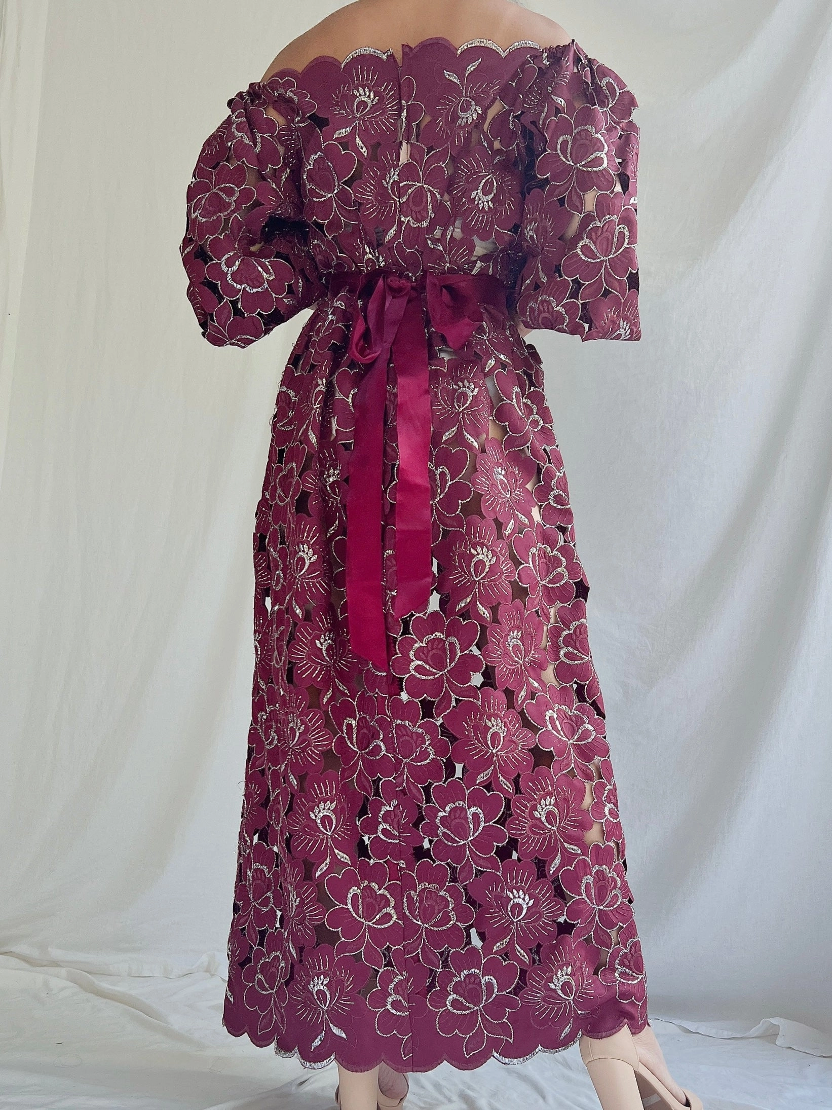 Vintage Floral Cutout Dress - S