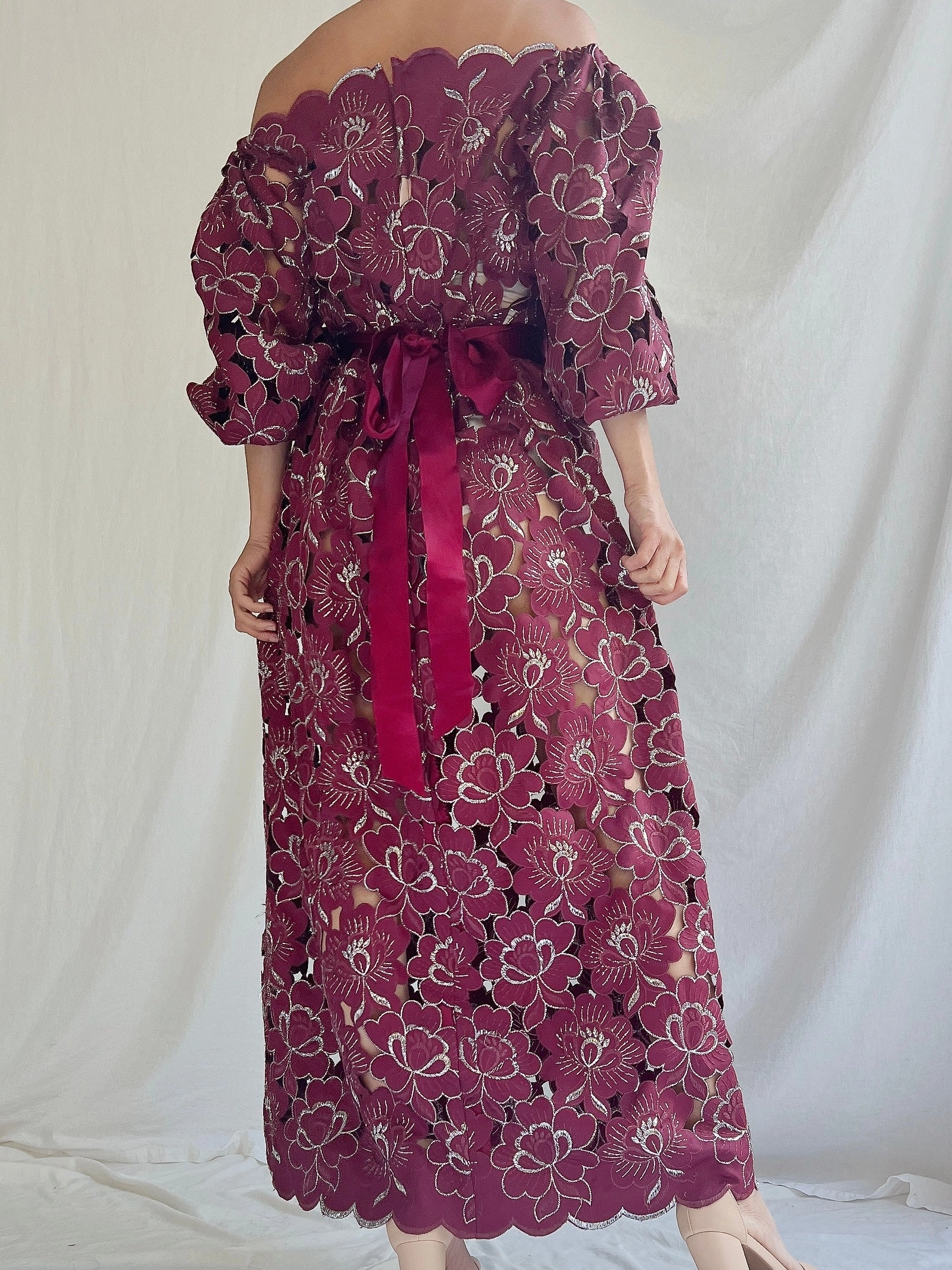 Vintage Floral Cutout Dress - S