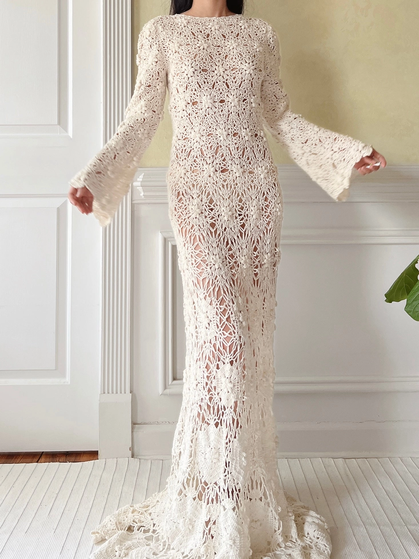 Vintage Hand Crochet Dress - S-L
