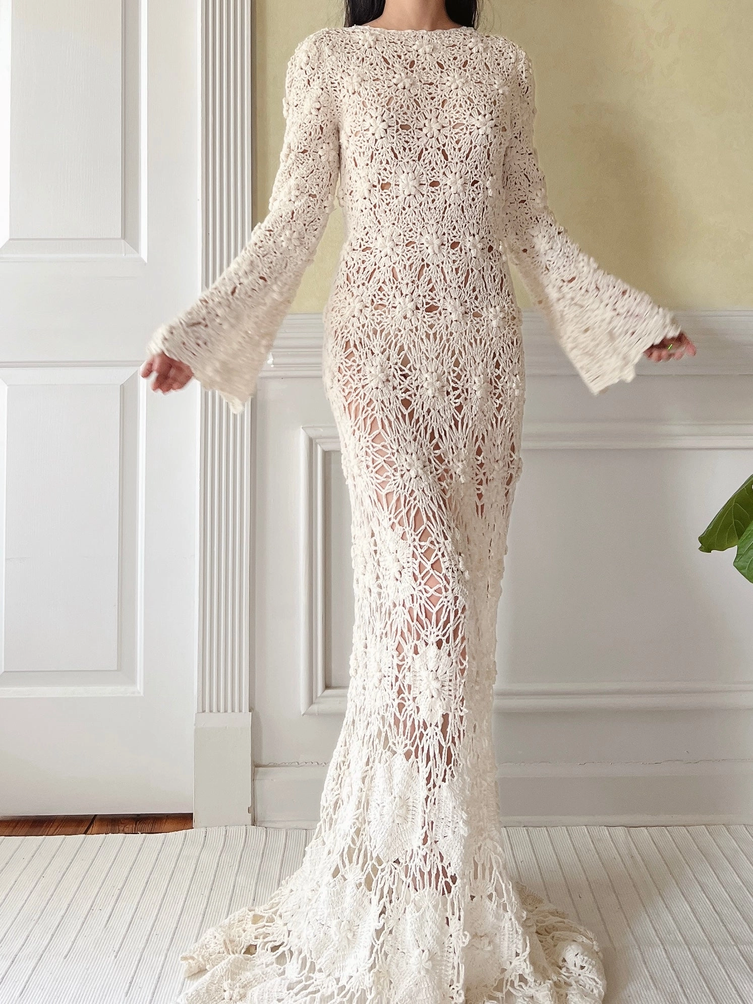 Vintage Hand Crochet Dress - S-L