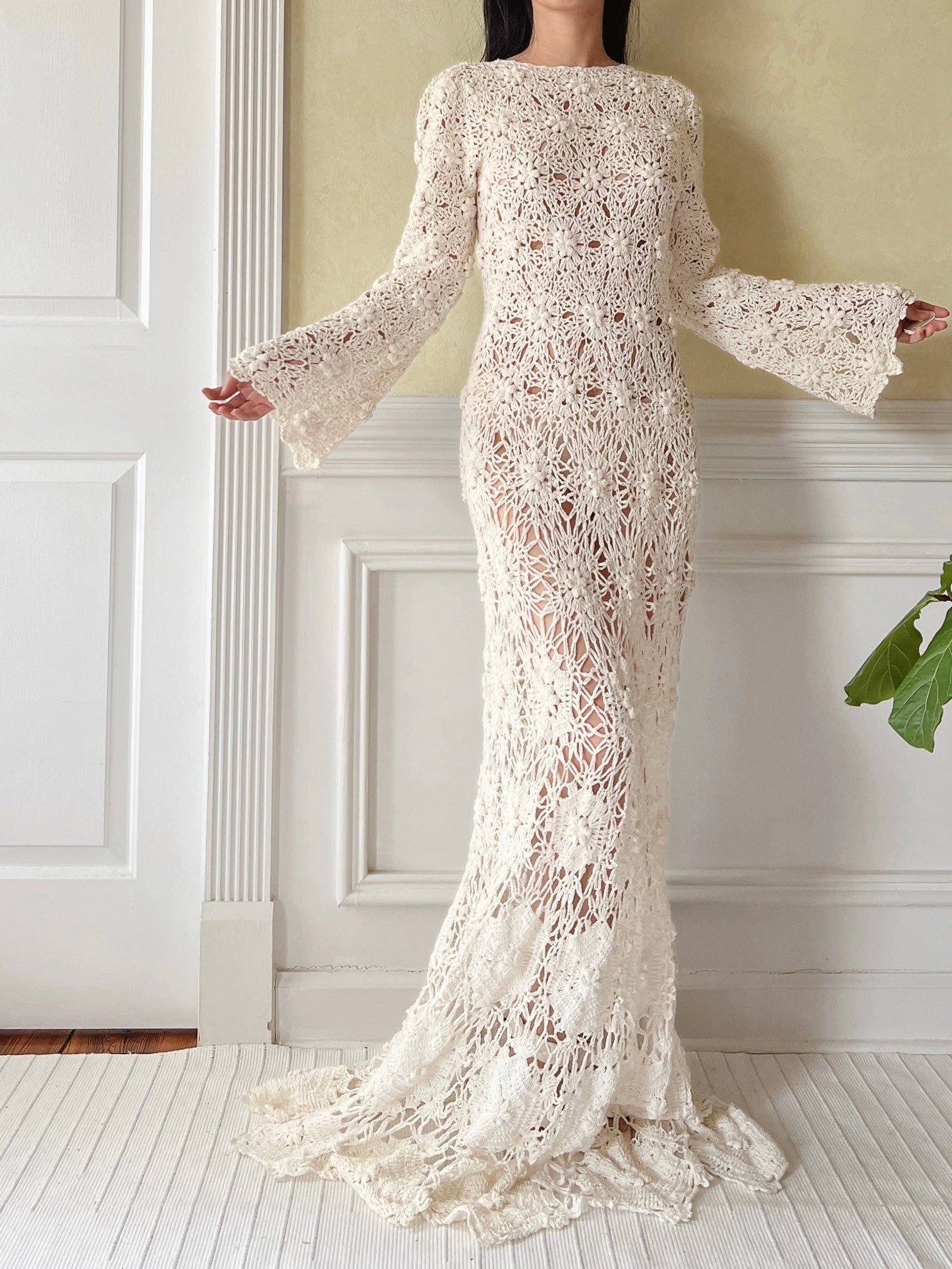 Vintage Hand Crochet Dress - S-L