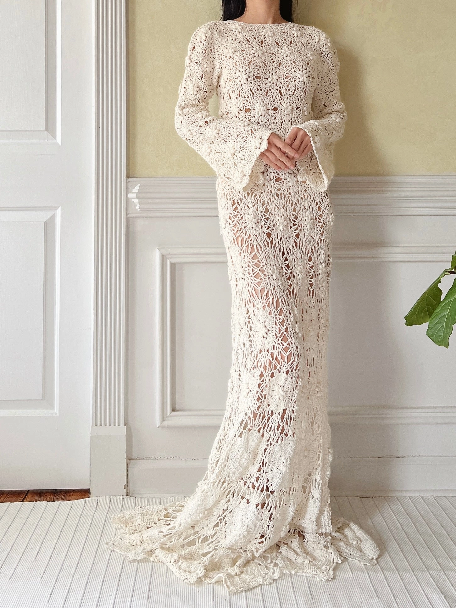 Vintage Hand Crochet Dress - S-L
