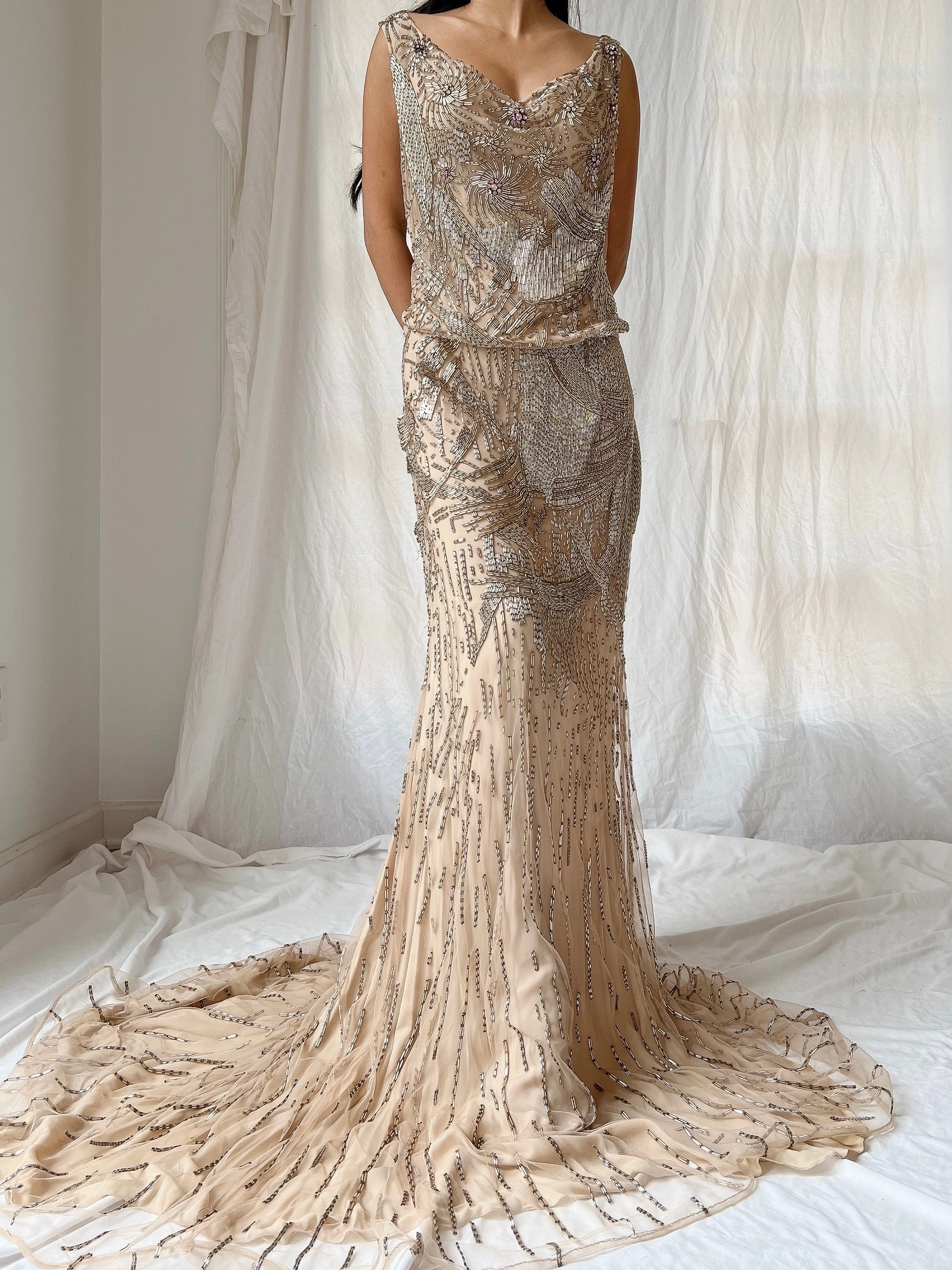 Vintage Naeem Khan Silk Beaded Gown - M/L