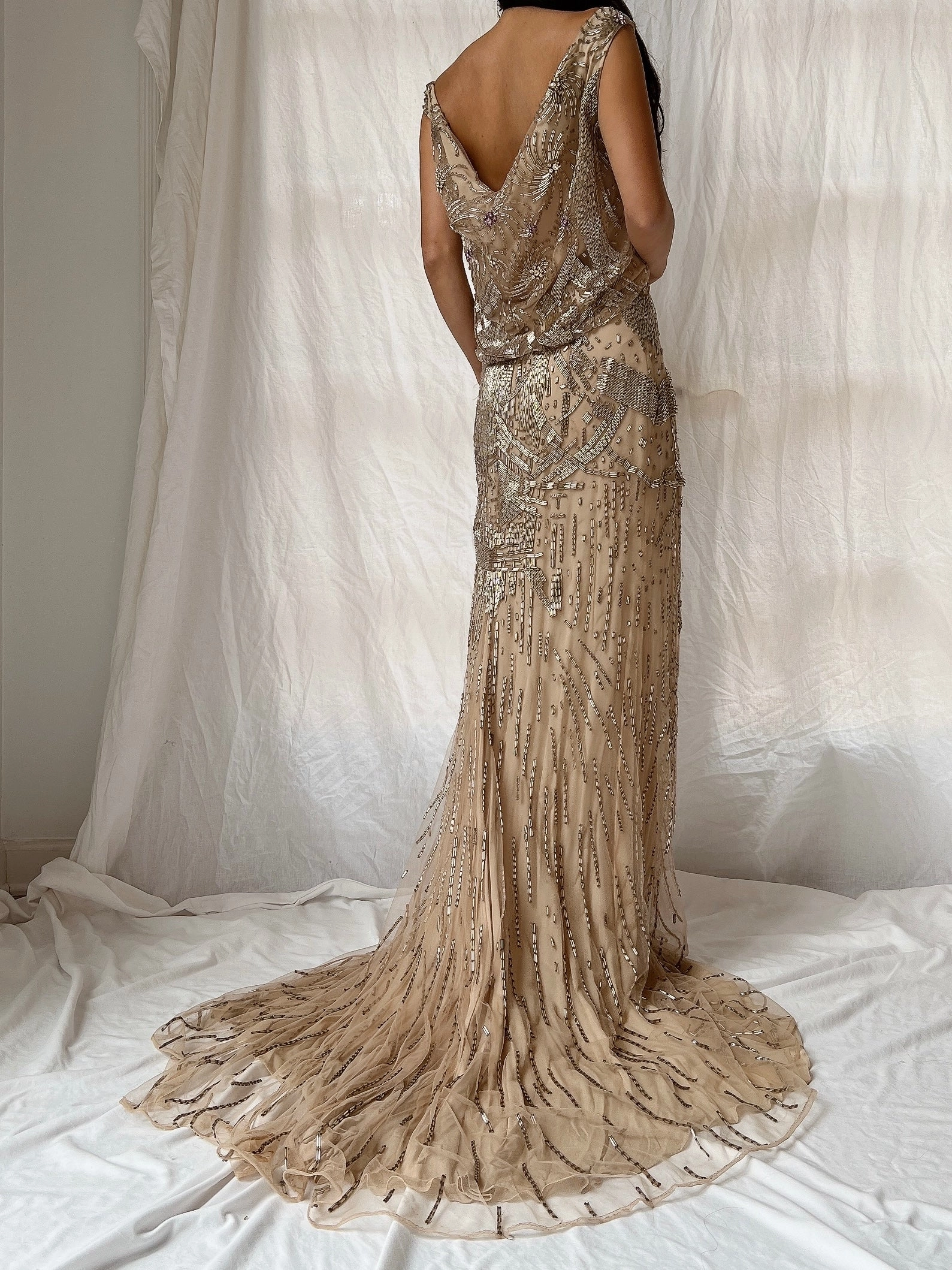 Vintage Naeem Khan Silk Beaded Gown - M/L