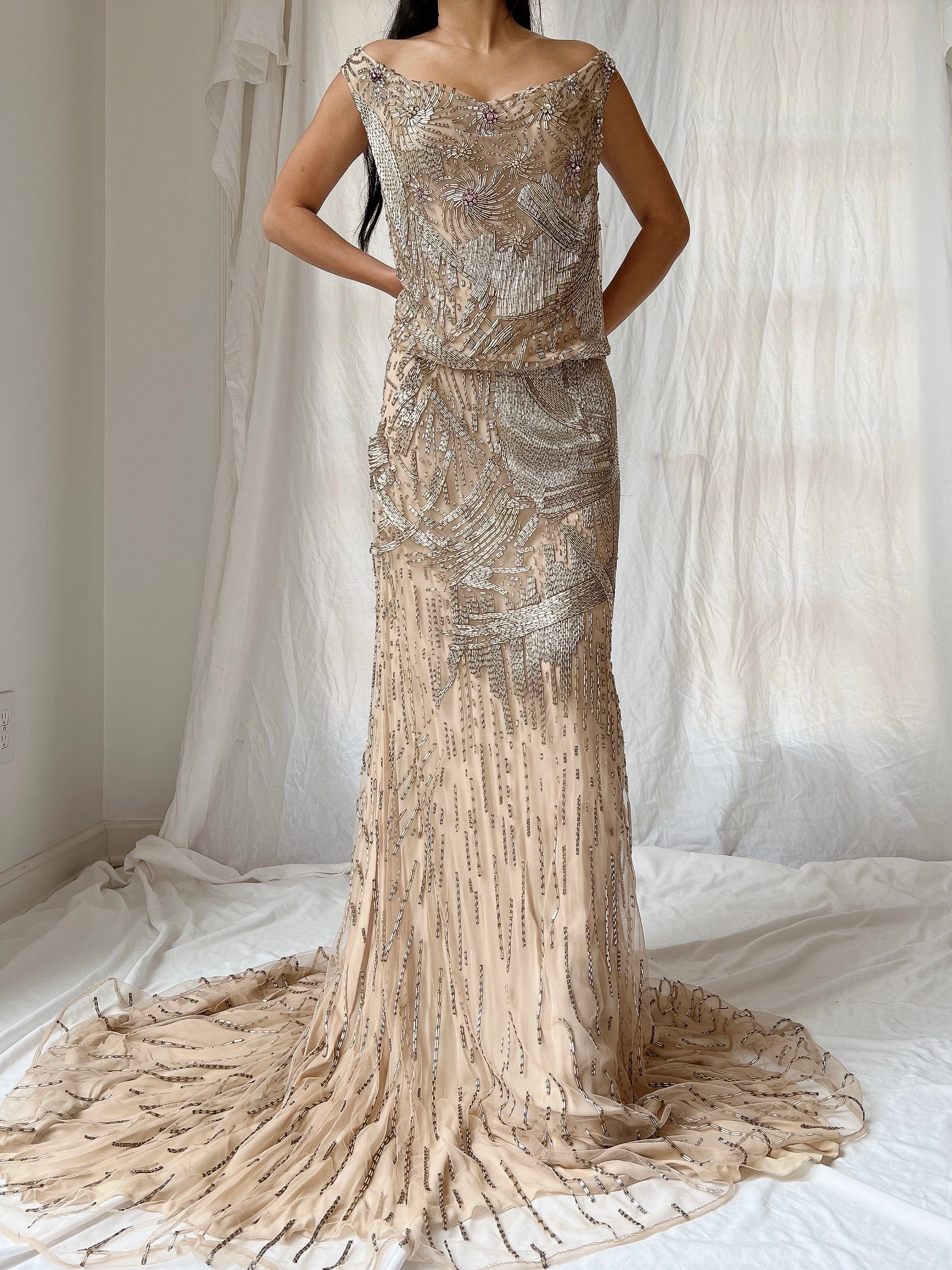Vintage Naeem Khan Silk Beaded Gown - M/L