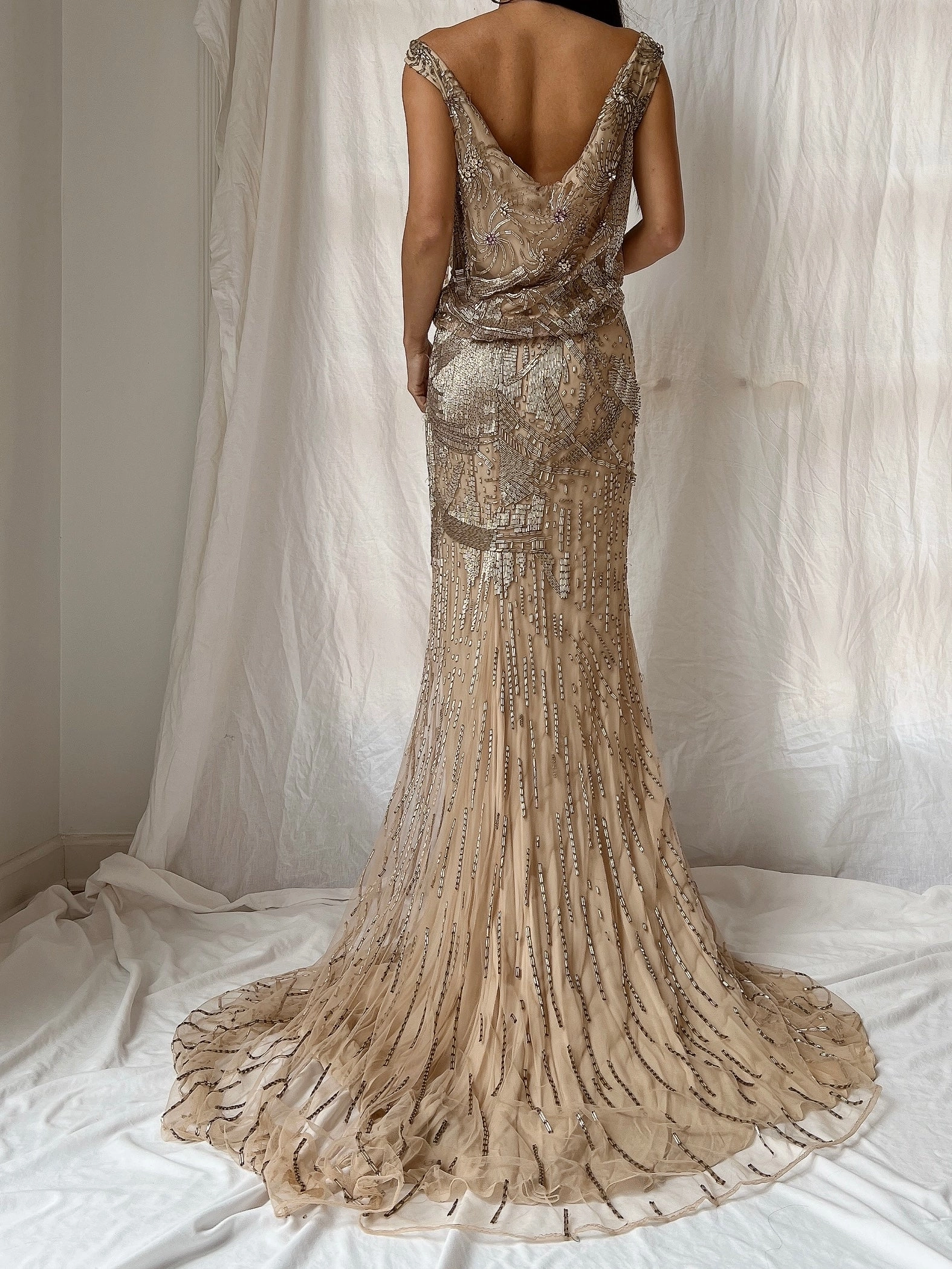 Vintage Naeem Khan Silk Beaded Gown - M/L