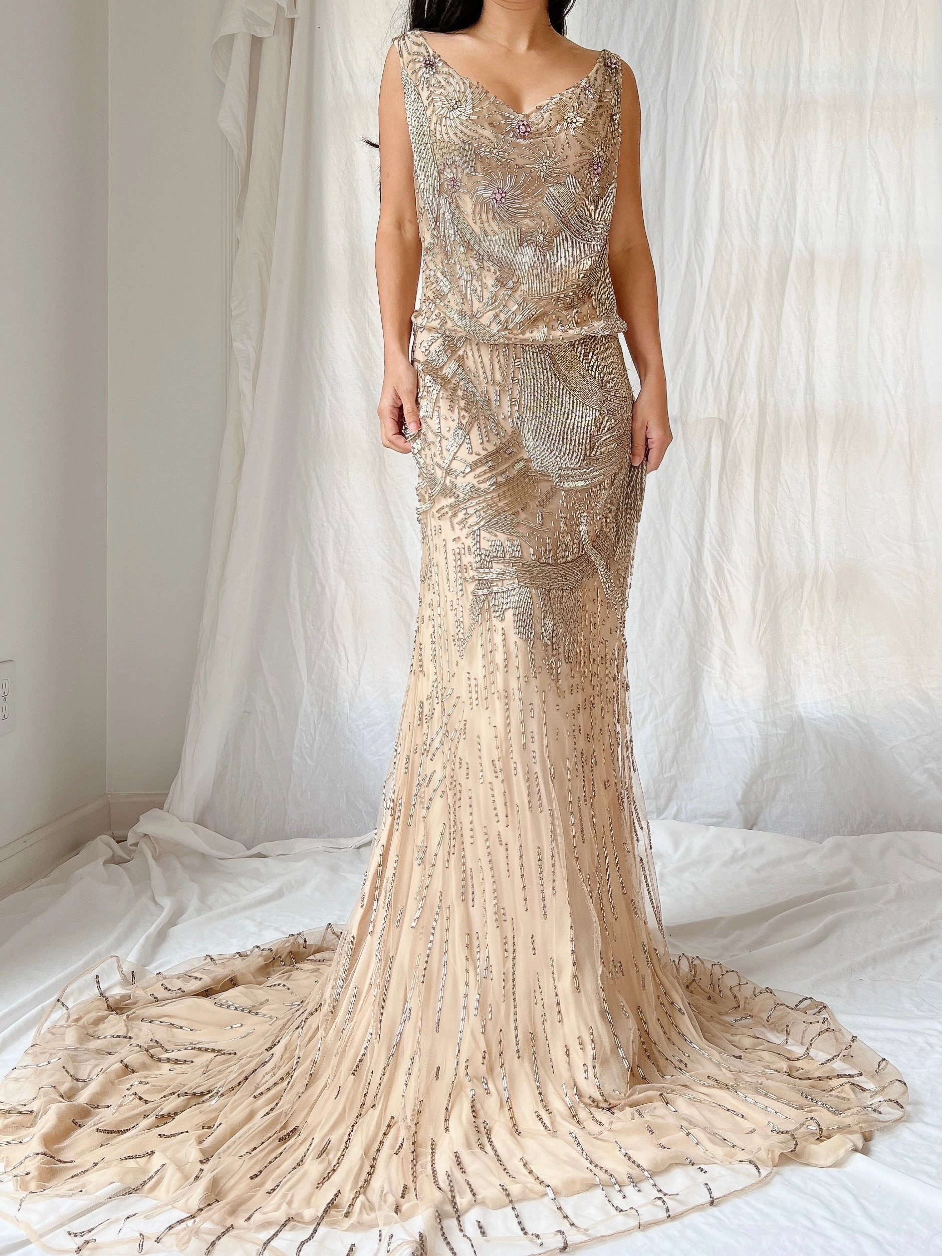 Vintage Naeem Khan Silk Beaded Gown - M/L