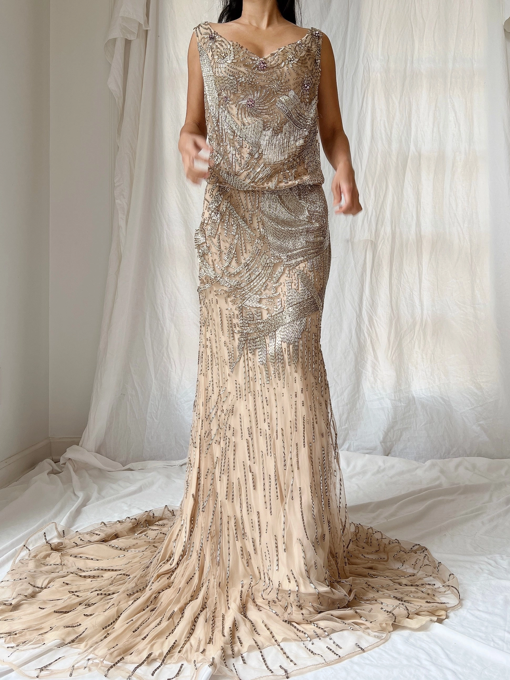 Vintage Naeem Khan Silk Beaded Gown - M/L