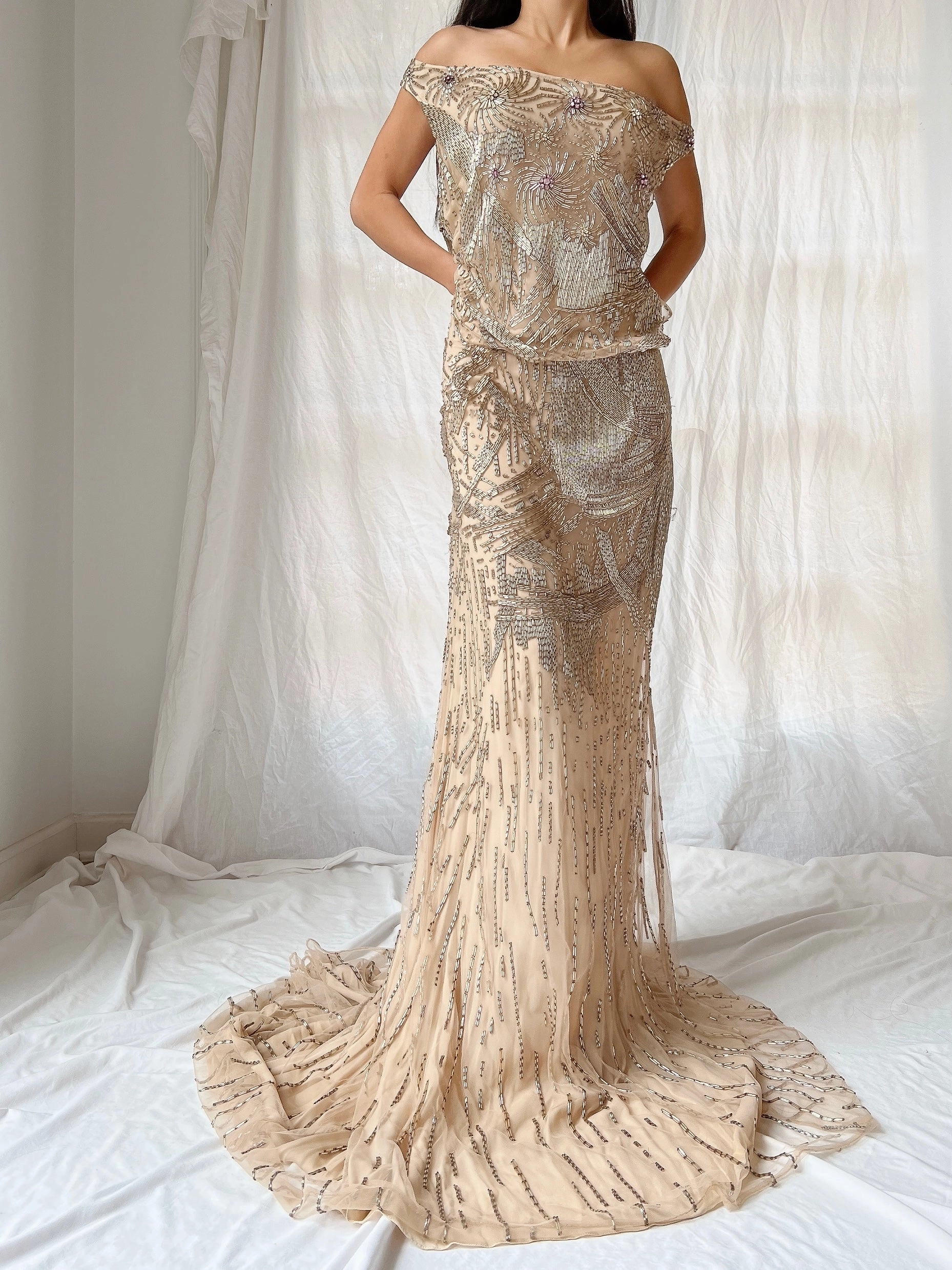 Vintage Naeem Khan Silk Beaded Gown - M/L