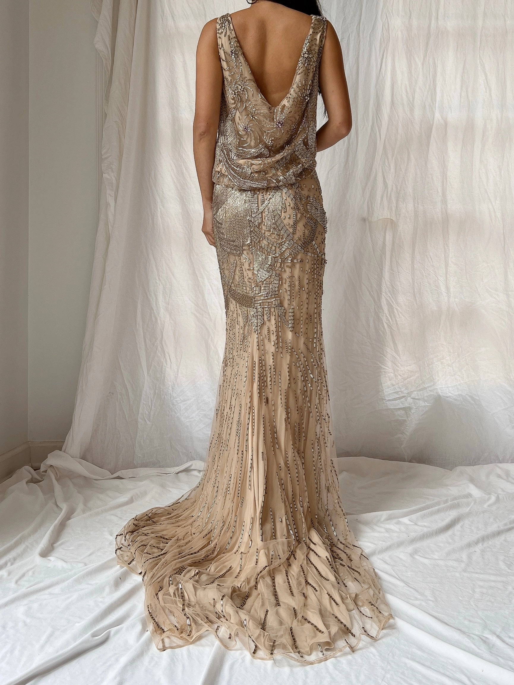 Vintage Naeem Khan Silk Beaded Gown - M/L
