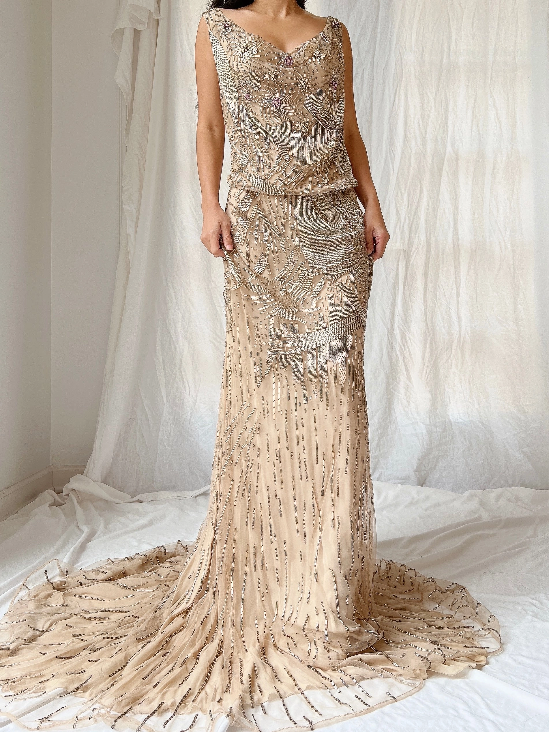 Vintage Naeem Khan Silk Beaded Gown - M/L