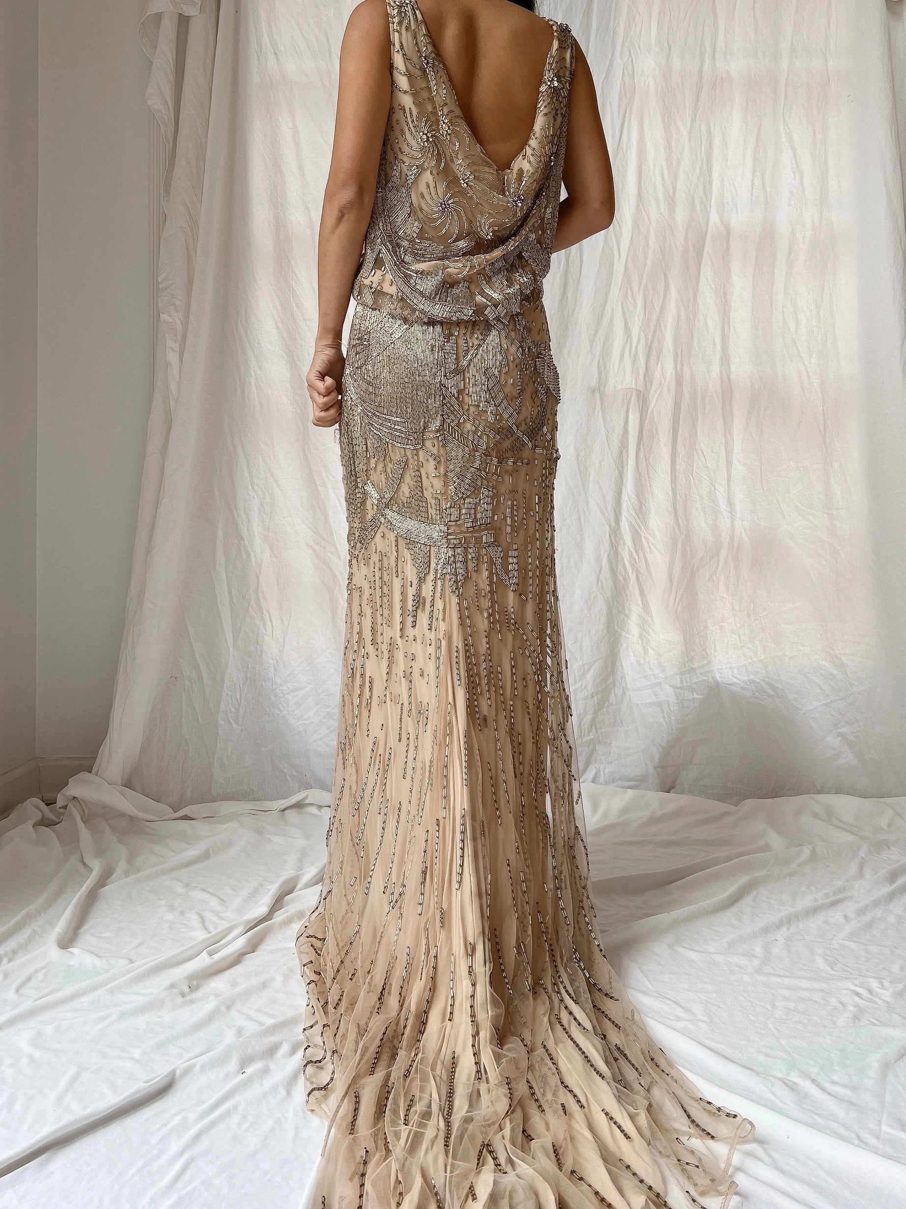 Vintage Naeem Khan Silk Beaded Gown - M/L