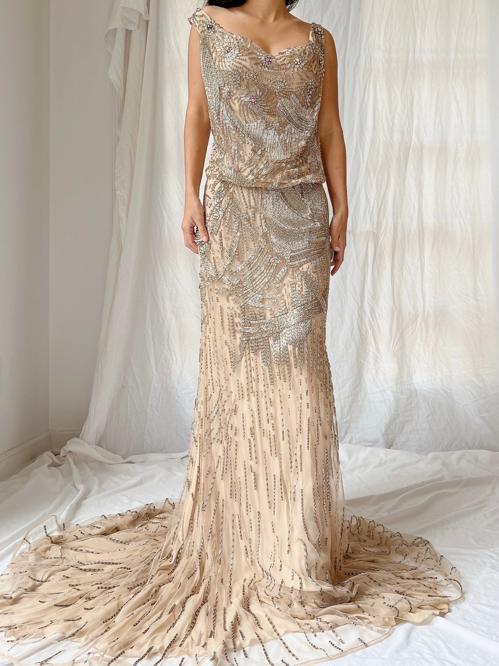Vintage Naeem Khan Silk Beaded Gown - M/L