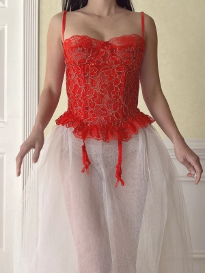 Vintage Red Bustier Top - 34C