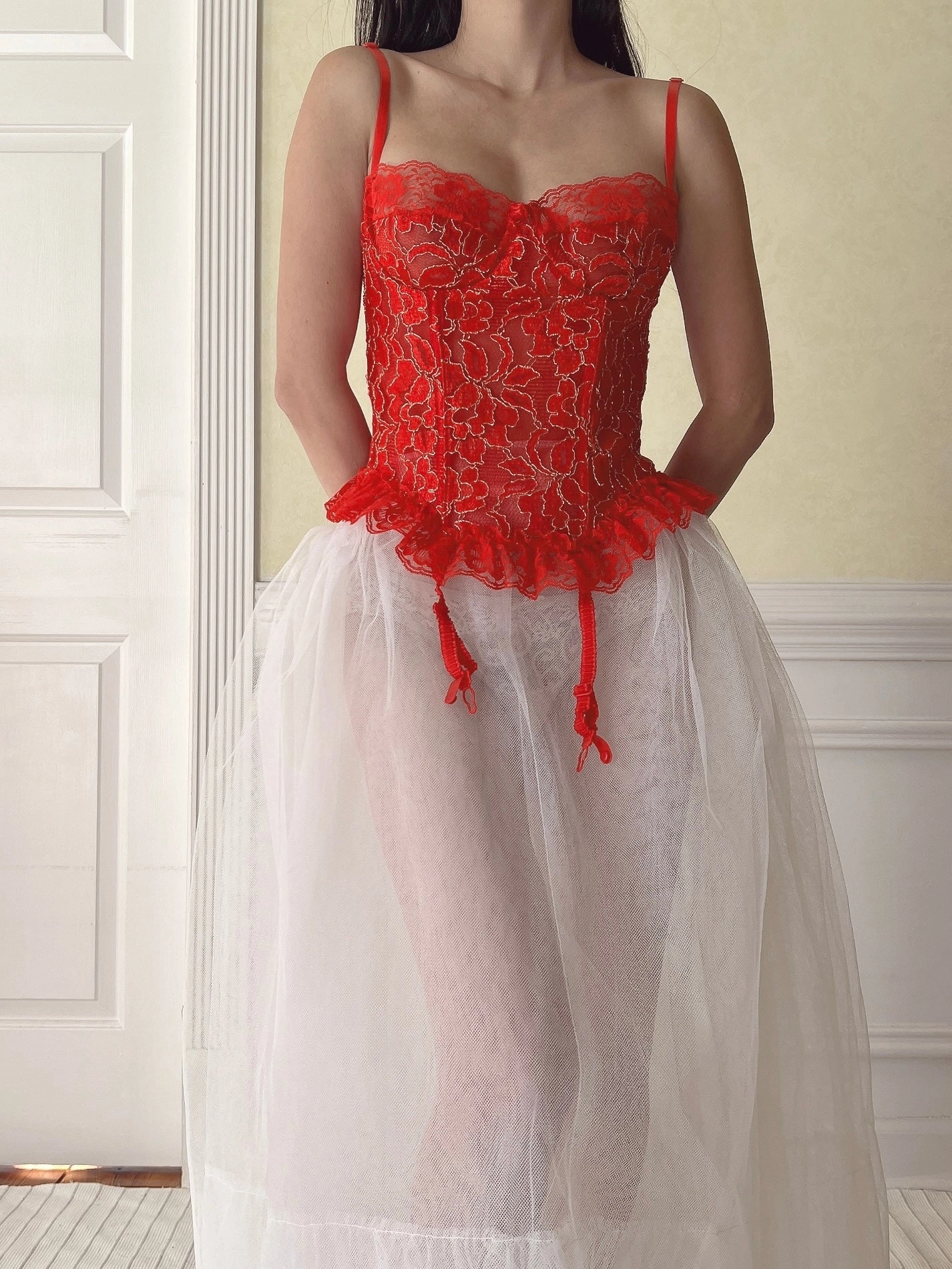 Vintage Red Bustier Top - 34C