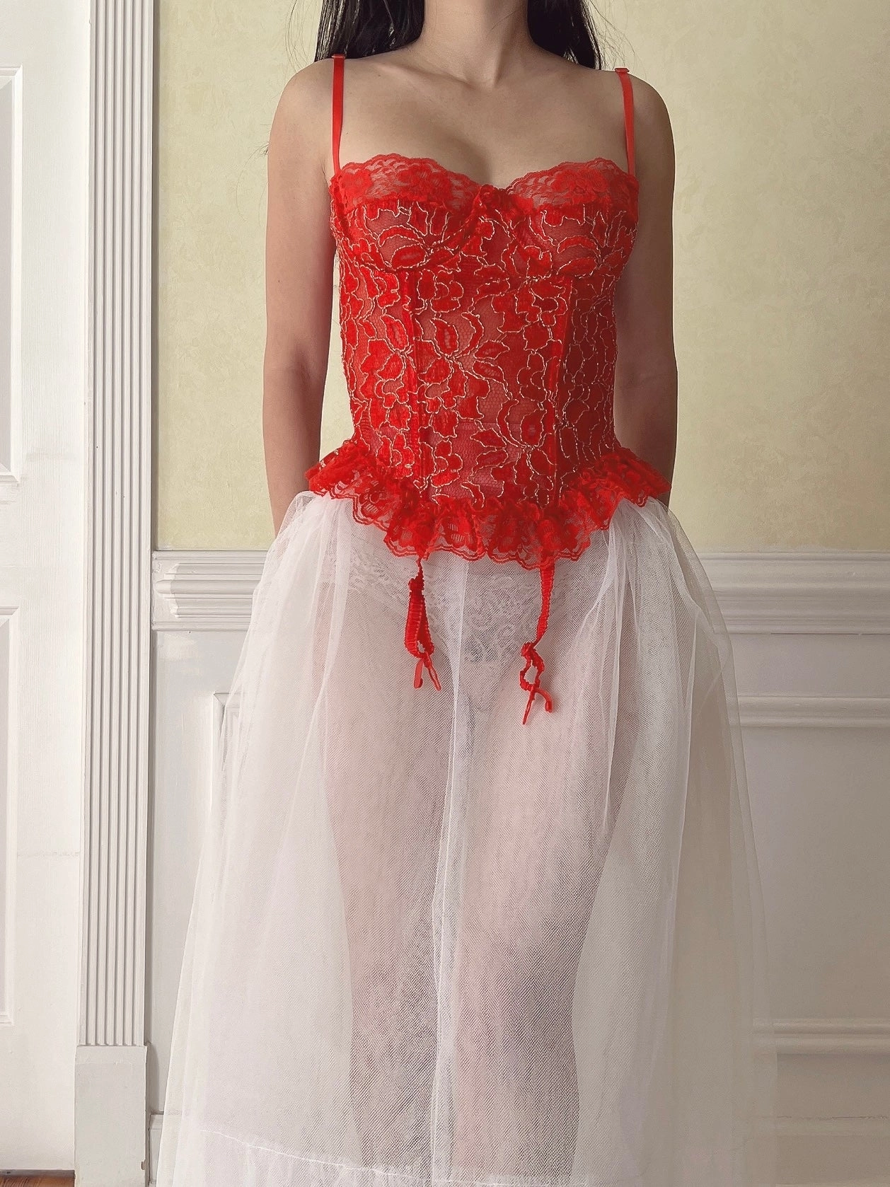 Vintage Red Bustier Top - 34C