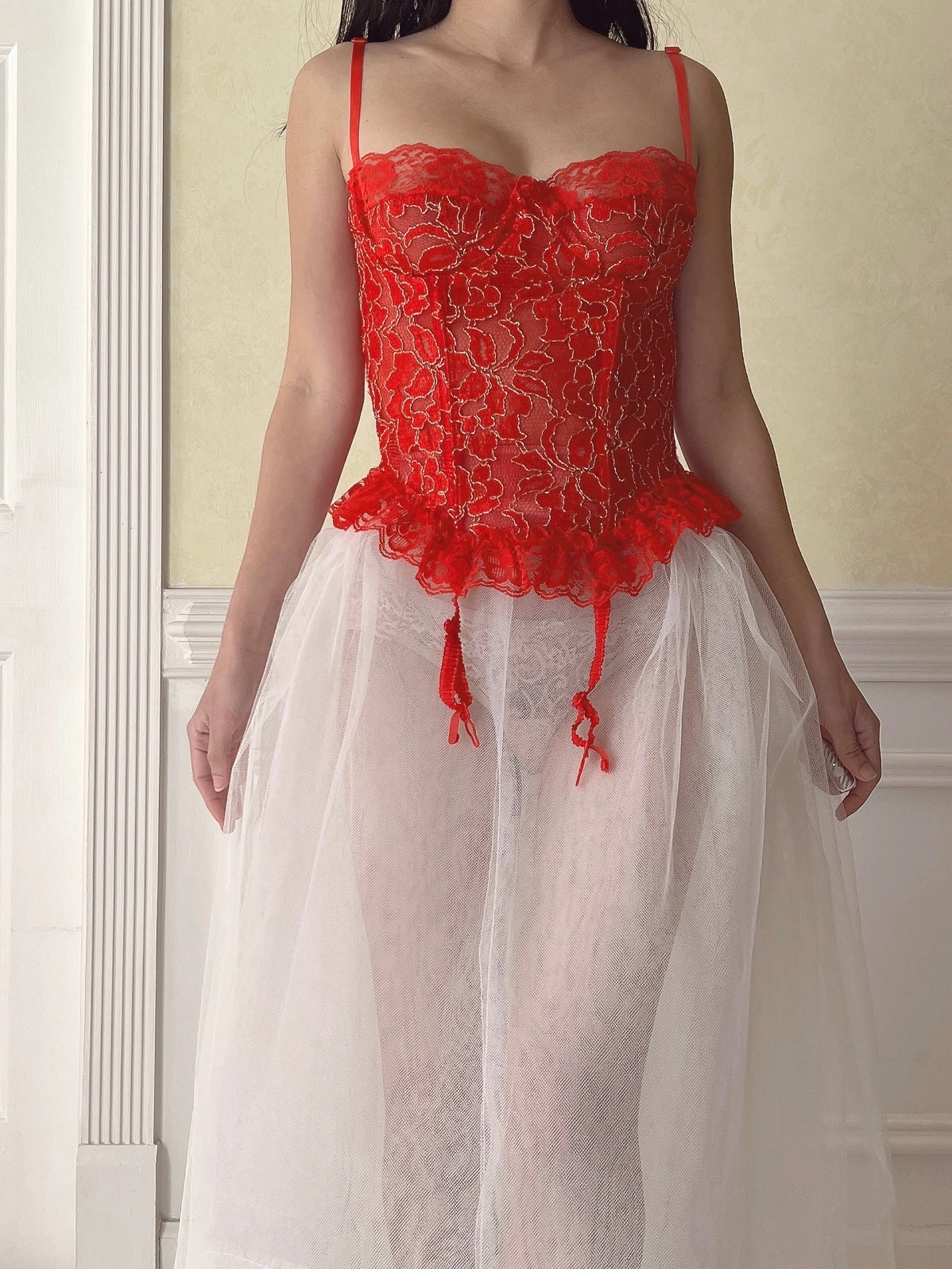 Vintage Red Bustier Top - 34C