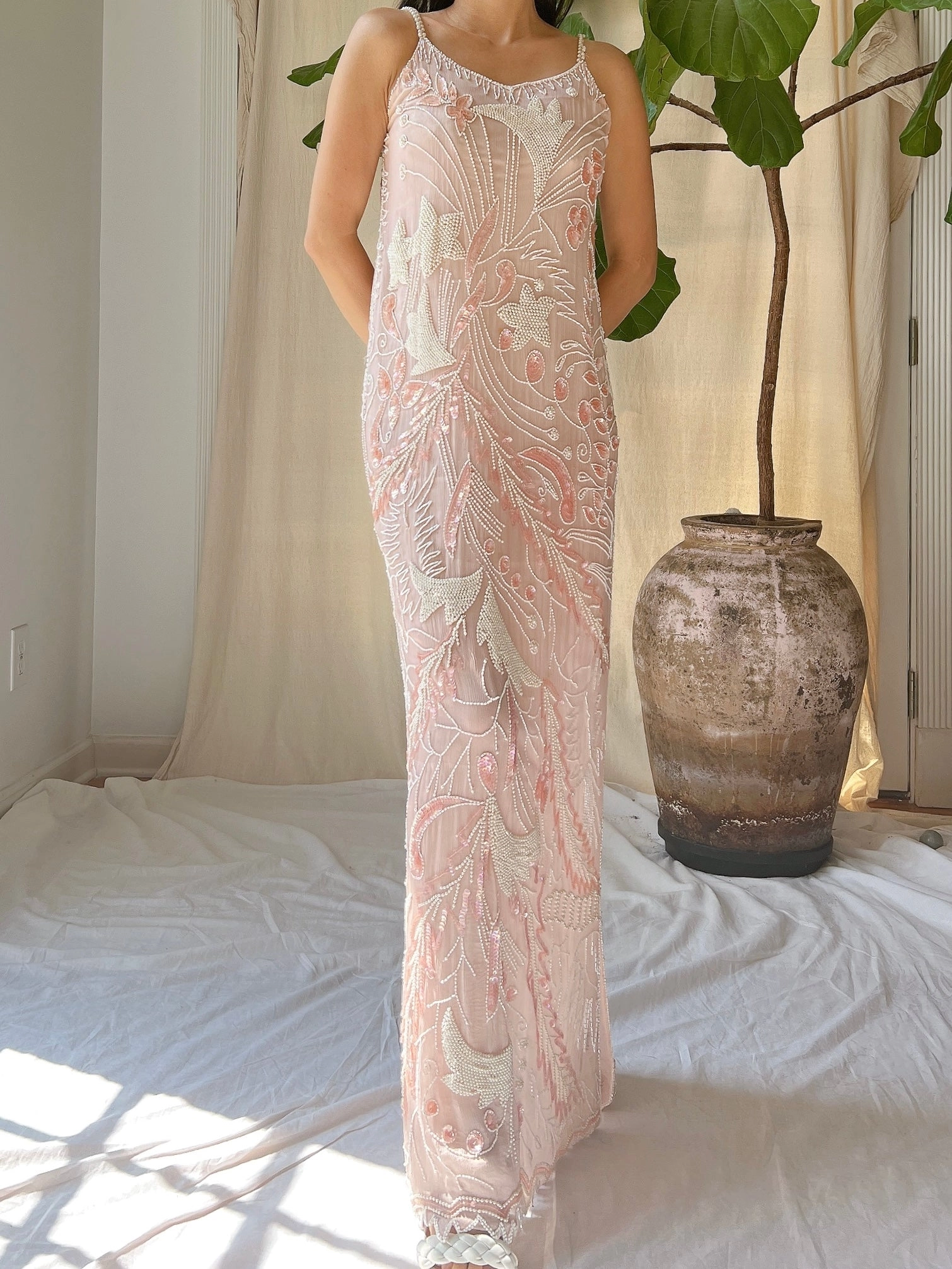 Vintage Silk Chiffon Stars Gown - S