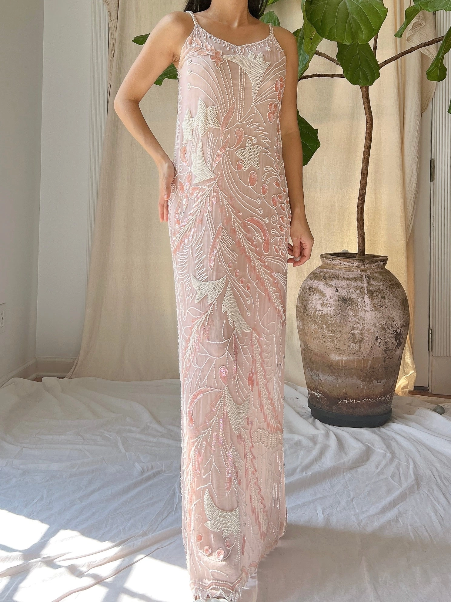 Vintage Silk Chiffon Stars Gown - S