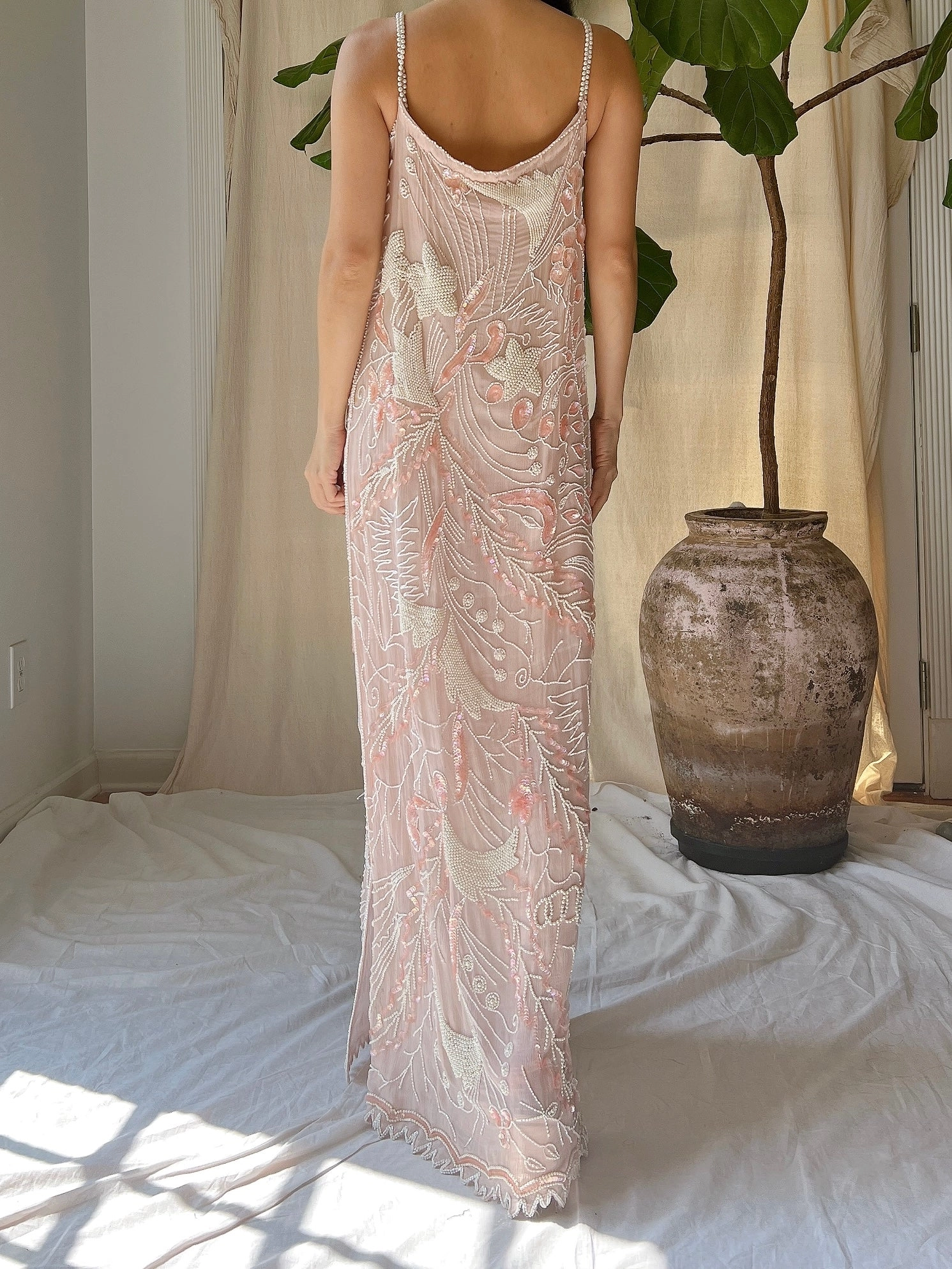 Vintage Silk Chiffon Stars Gown - S
